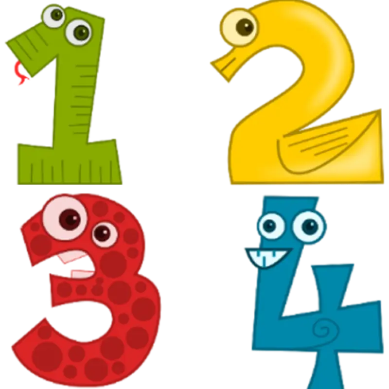Colorful Cartoon Numbers 1 2 3 4 for Kids