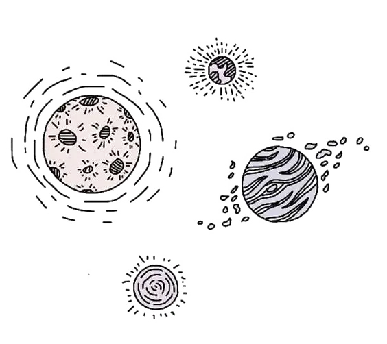 Hand-drawn Planets and Stars