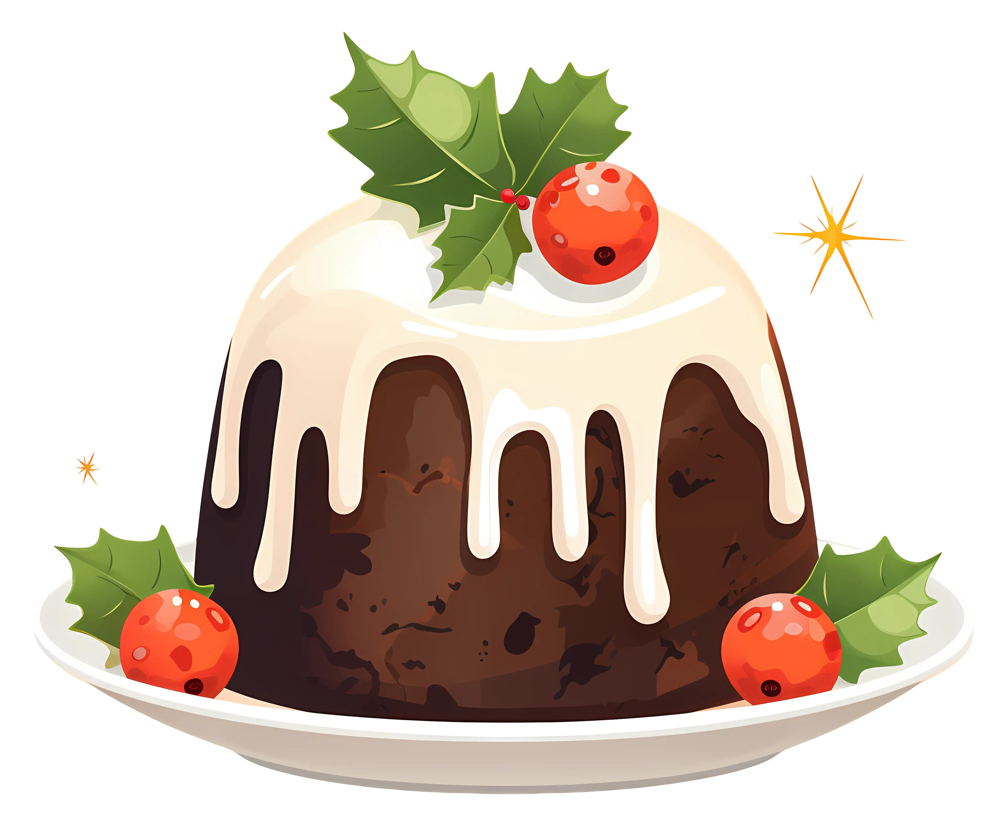 Festive Christmas Pudding with Holly