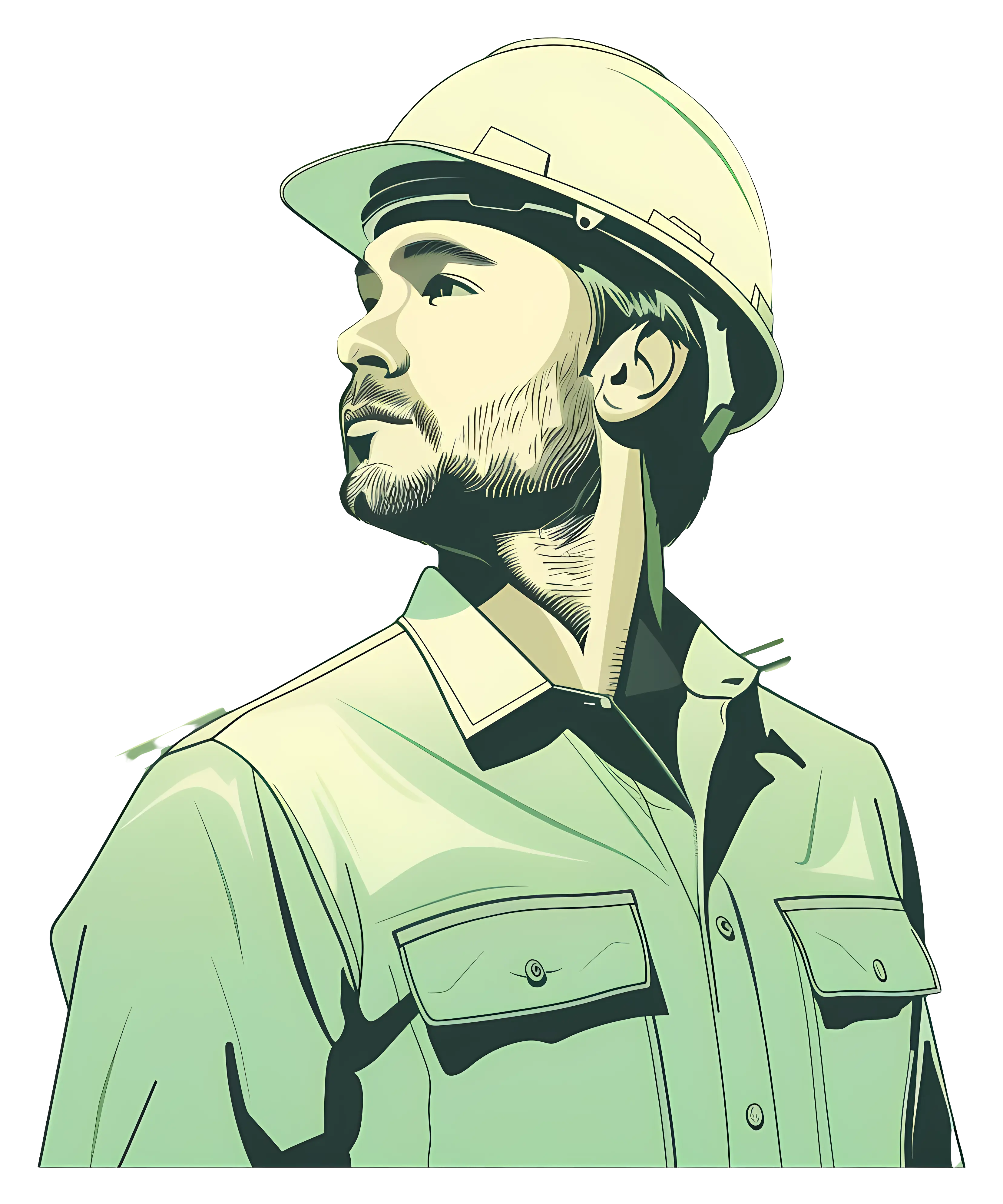 Construction Worker in Hard Hat Illustration