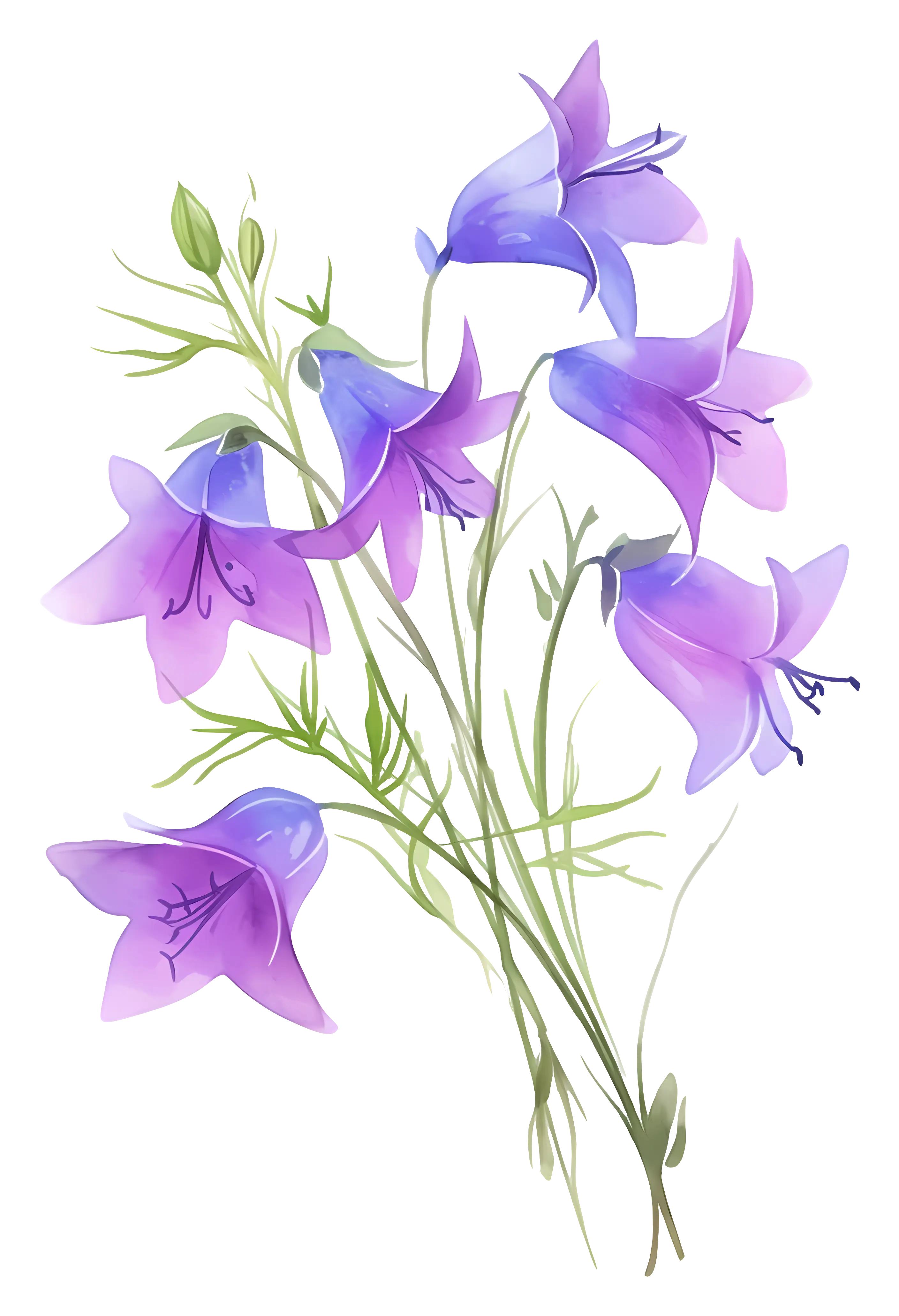 Hand-Painted Purple Bellflowers