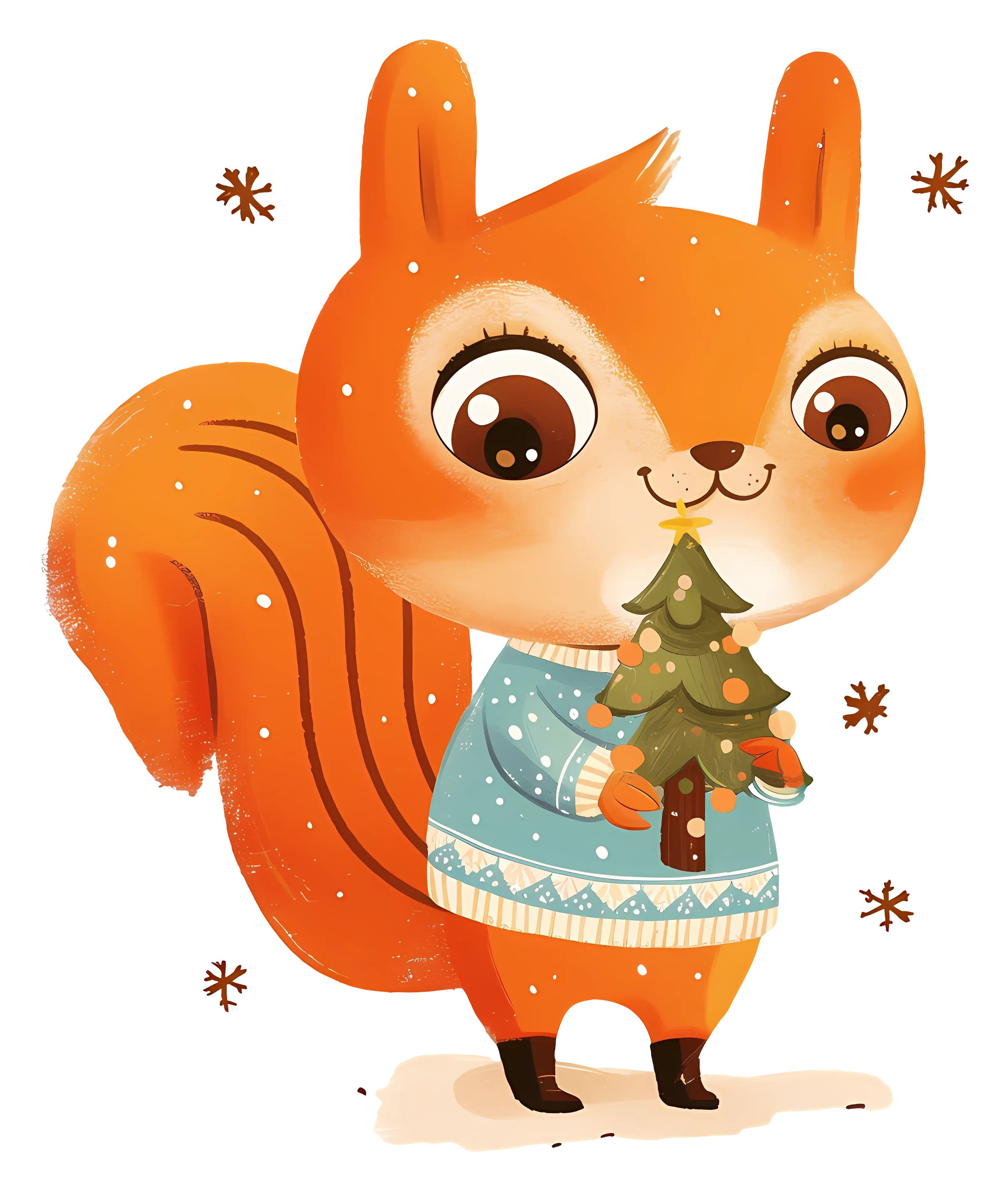 Adorable Squirrel Holding a Christmas Tree