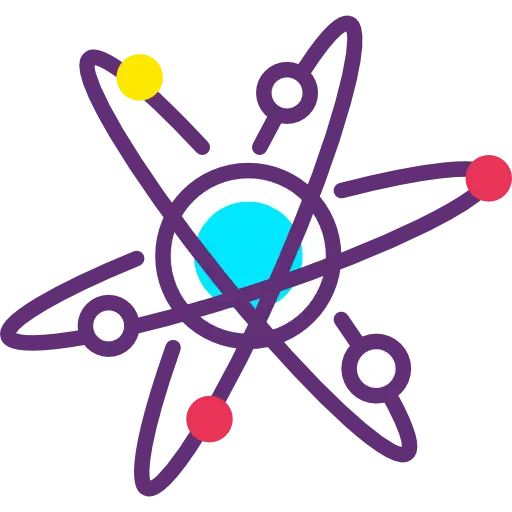 Colorful Atom Symbol with Orbits