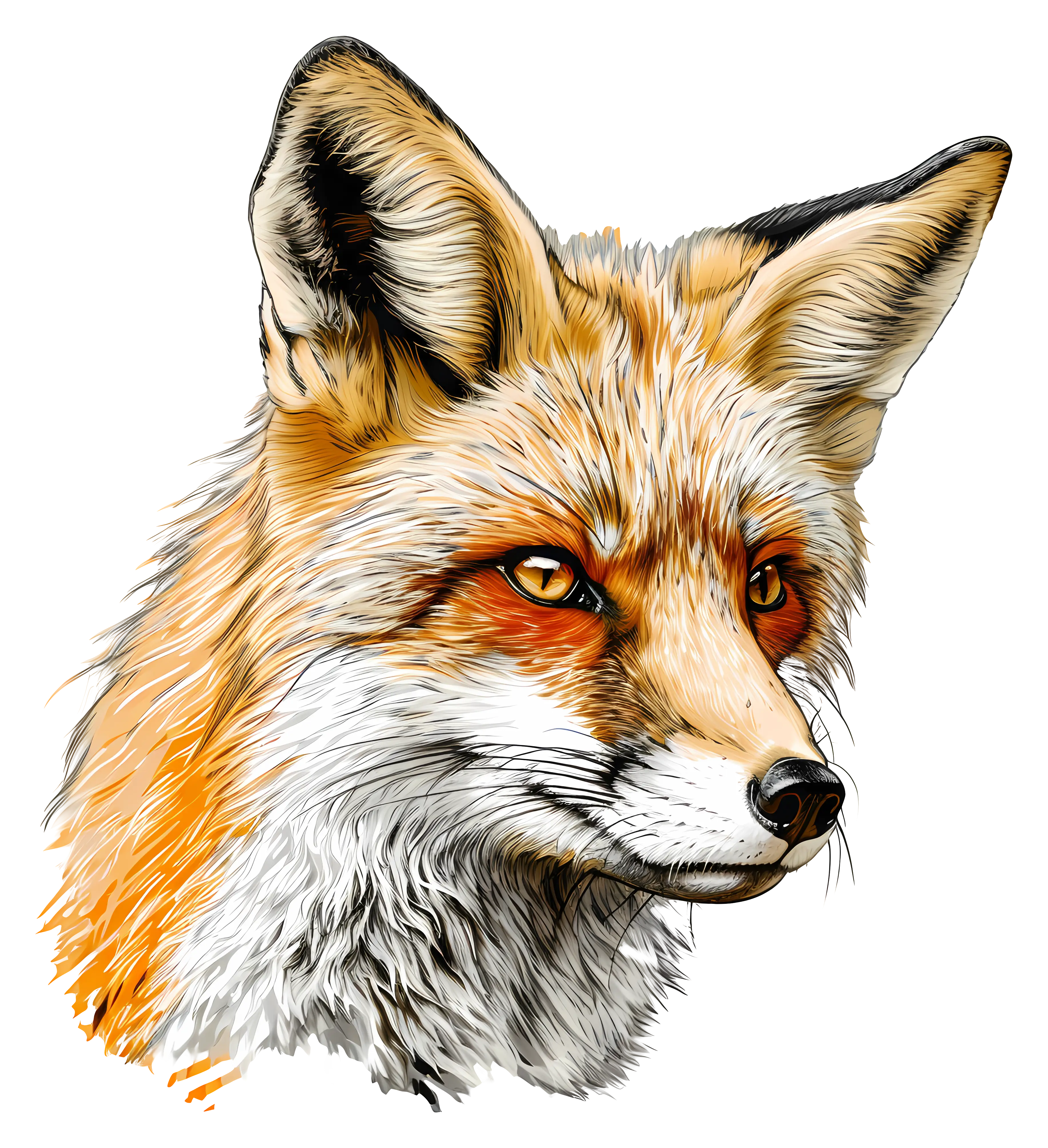 Detailed Fox Illustration with Realistic Features