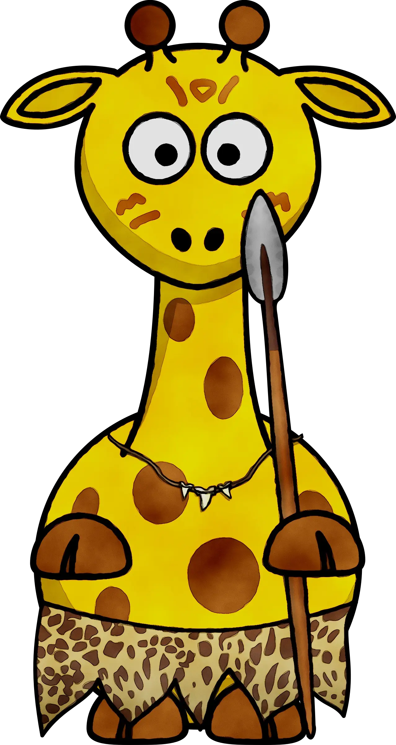 Funny Cartoon Giraffe Holding a Spear