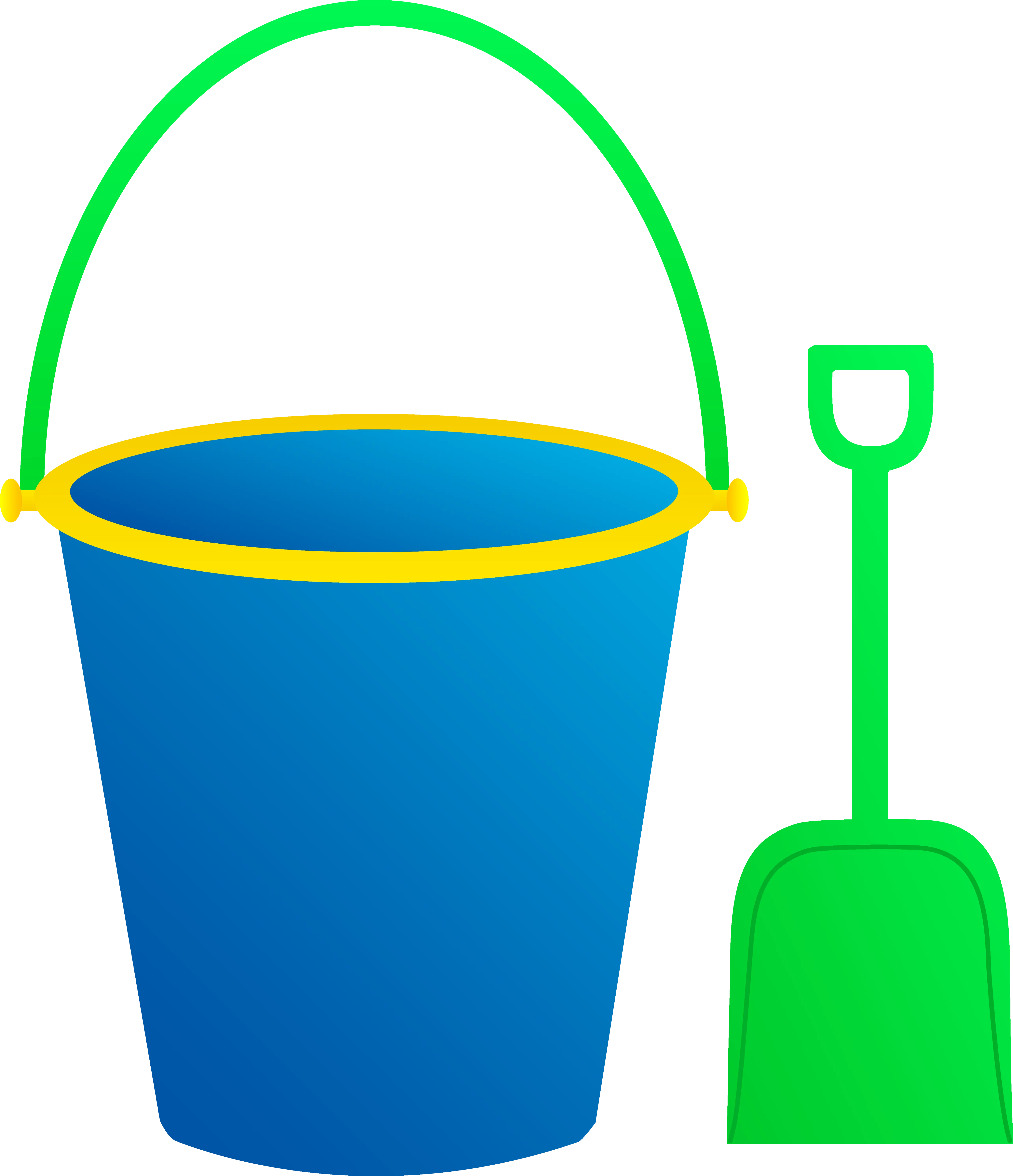 Blue Bucket with Green Shovel