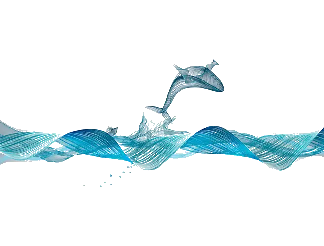 Jumping Dolphin and Blue Waves