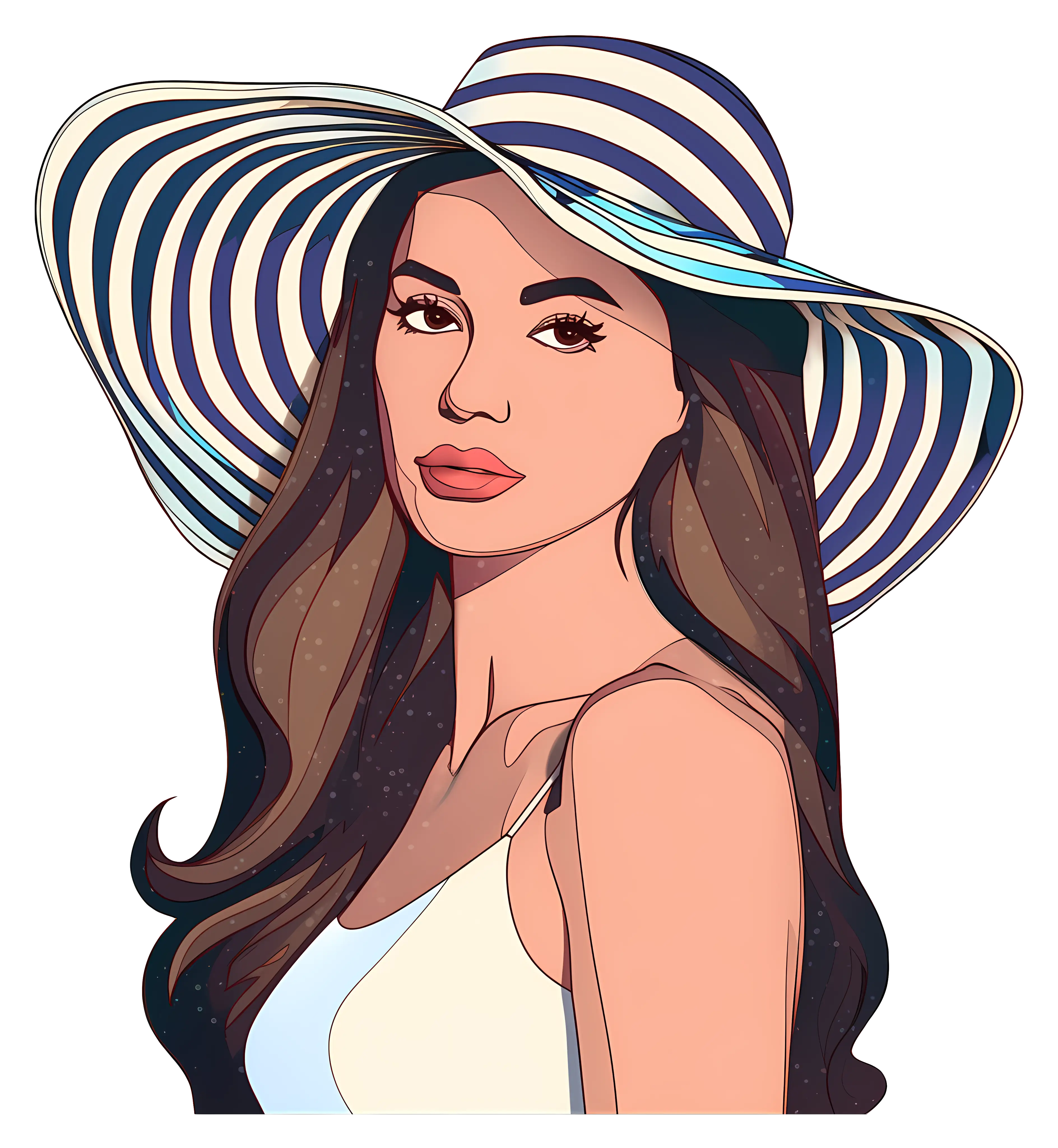 Stylish Woman in Striped Hat