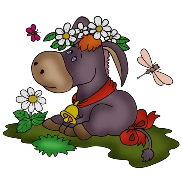 Cute Donkey with Flowers