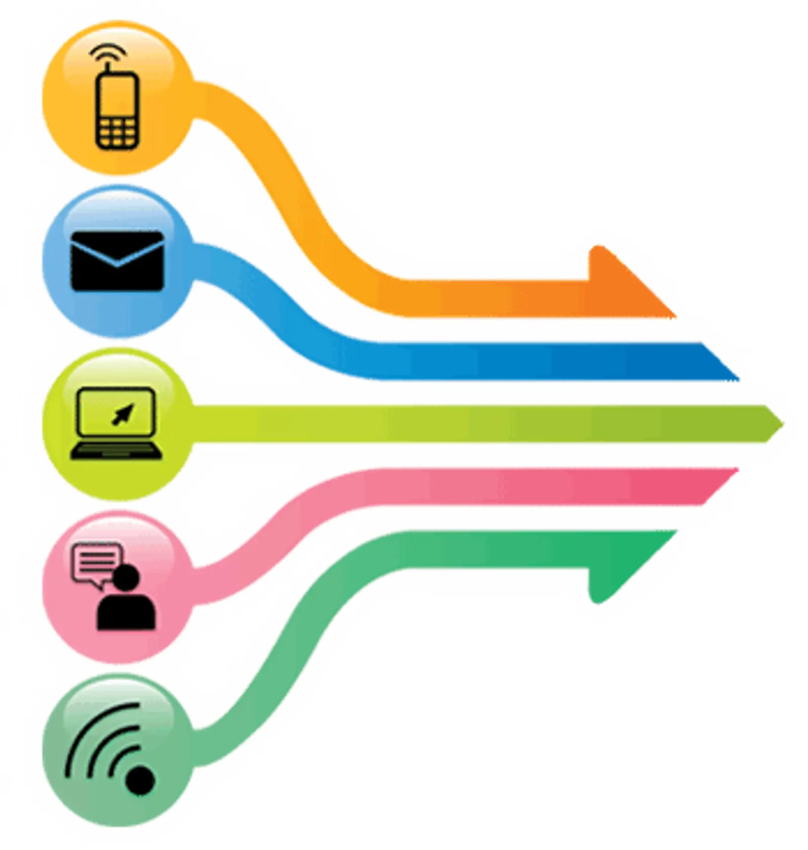Colorful Communication Icons with Arrows