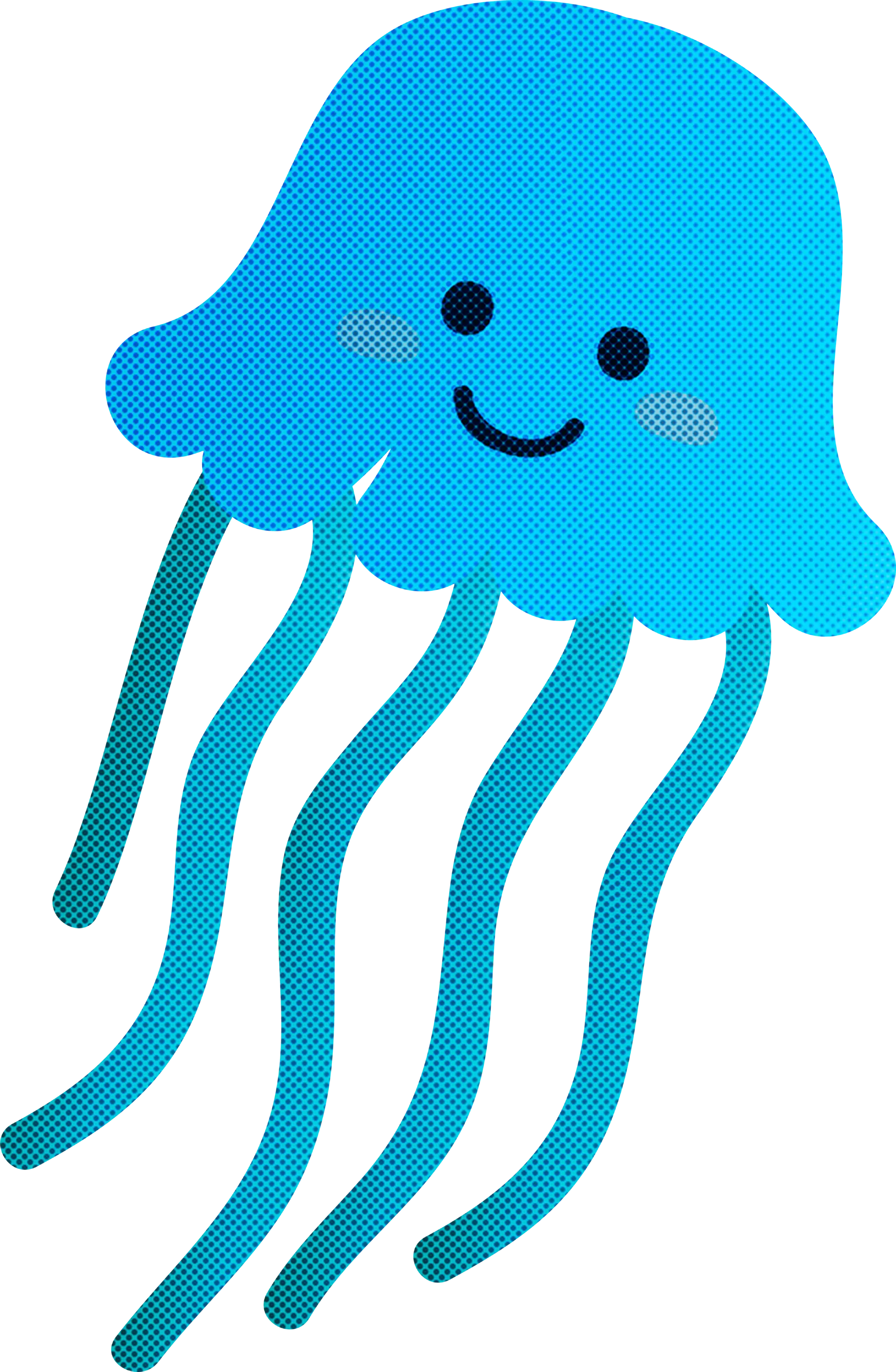 Smiling Blue Jellyfish Cartoon