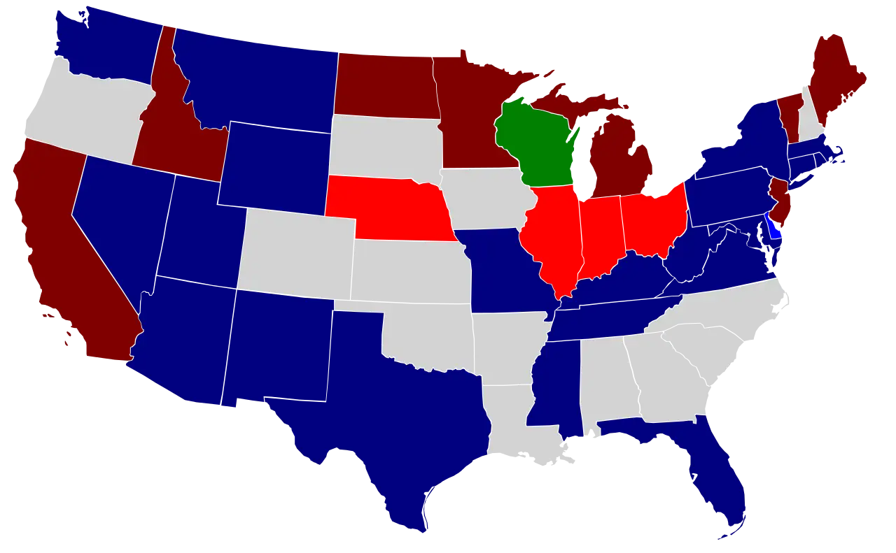Color-Coded Map of the USA States