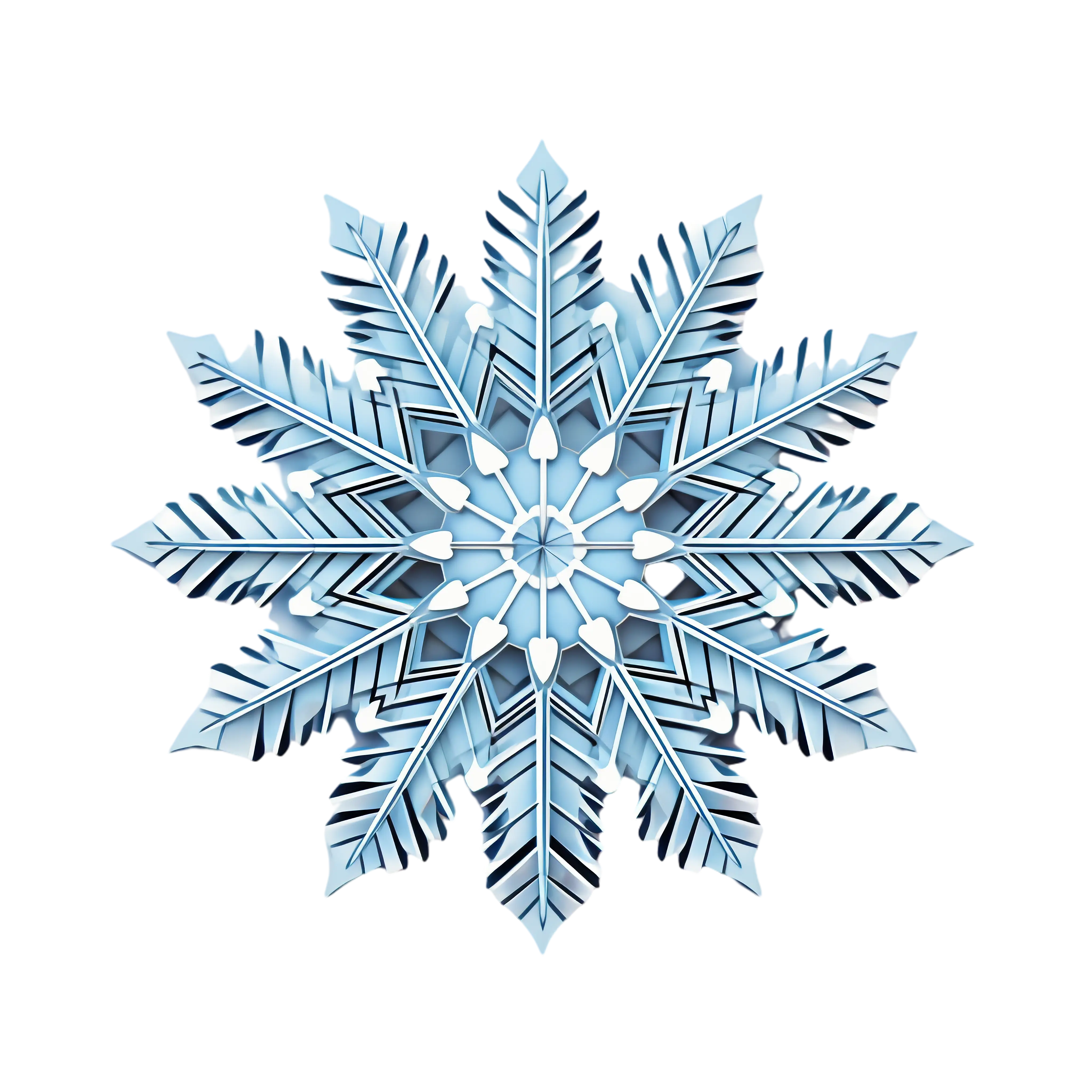 Three-Dimensional Icy Snowflake Illustration