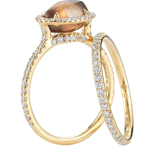 Golden Ring with Gemstones and Elegant Design