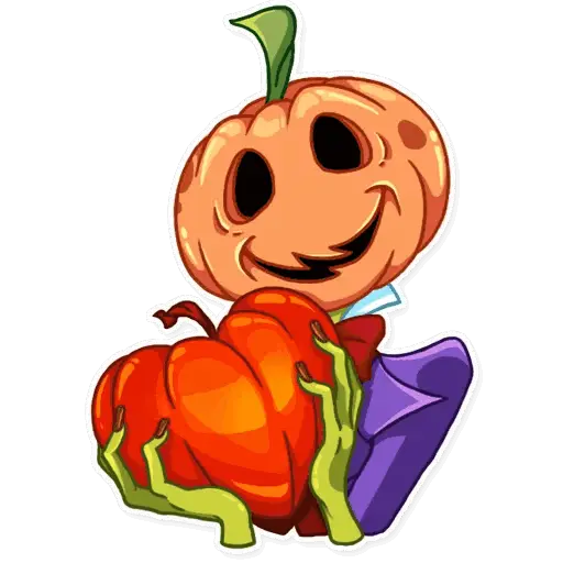 Cute Pumpkin Cartoon with Green Hands