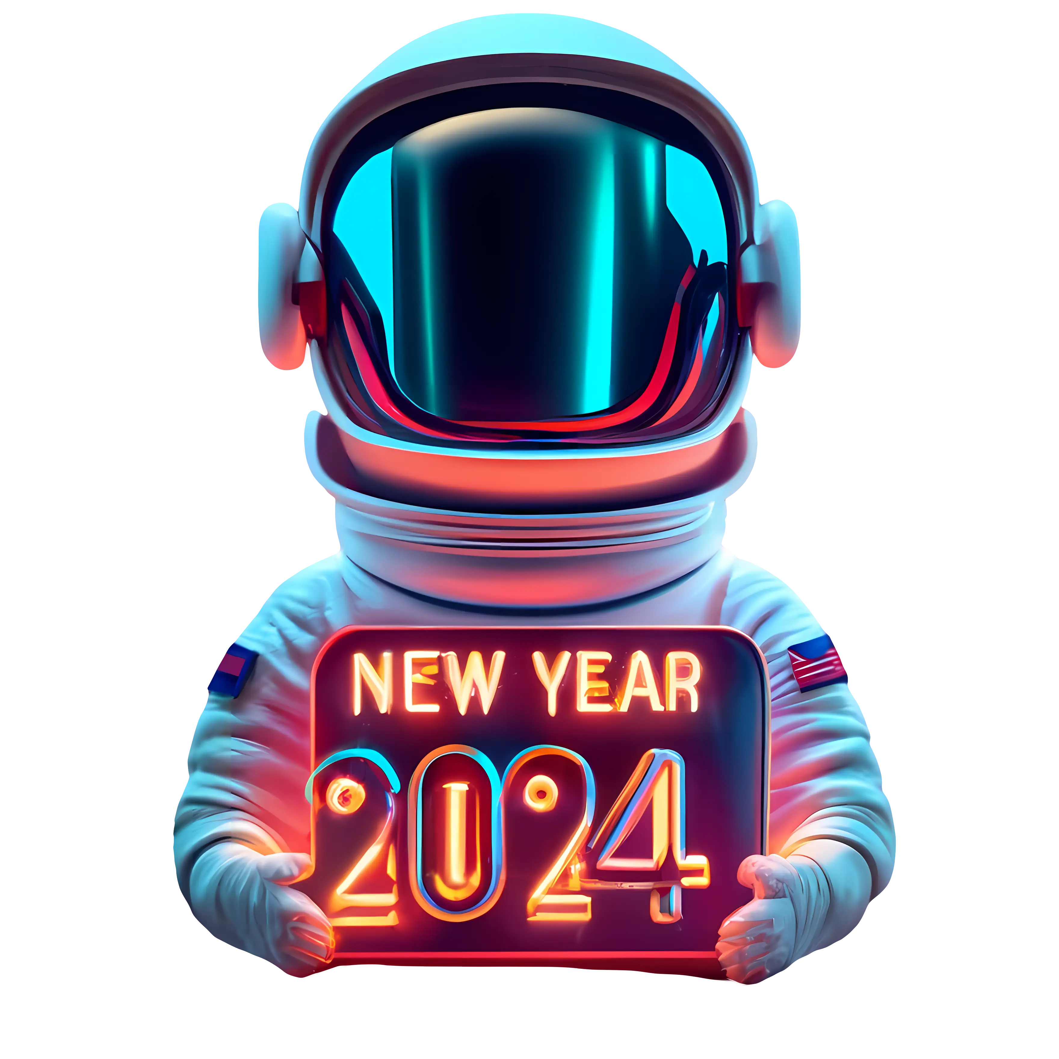 Astronaut Holding New Year 2024 Sign