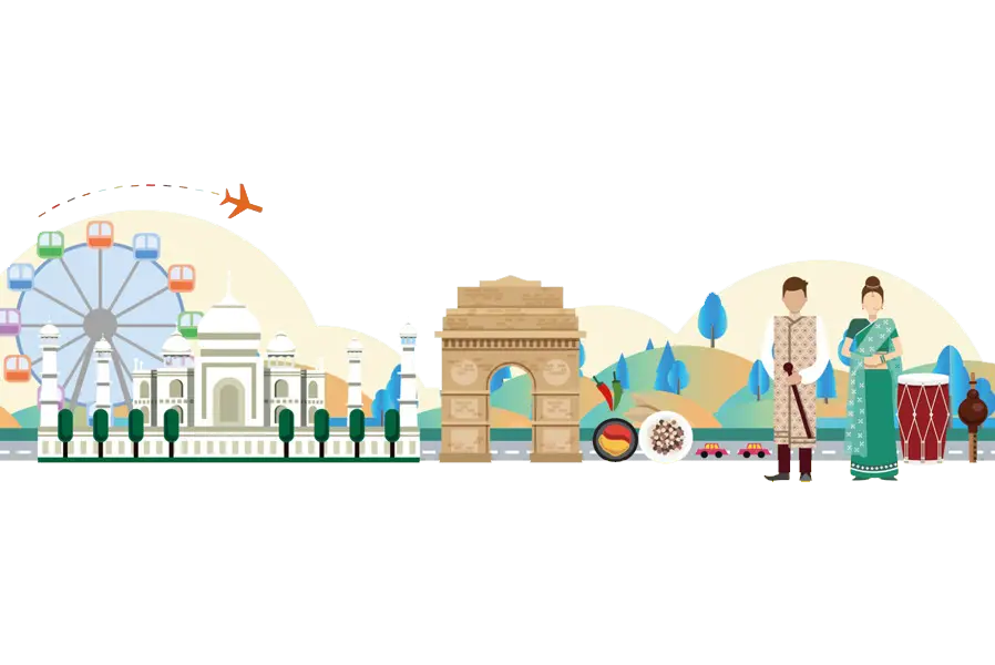 Illustration of Indian Landmarks and Culture