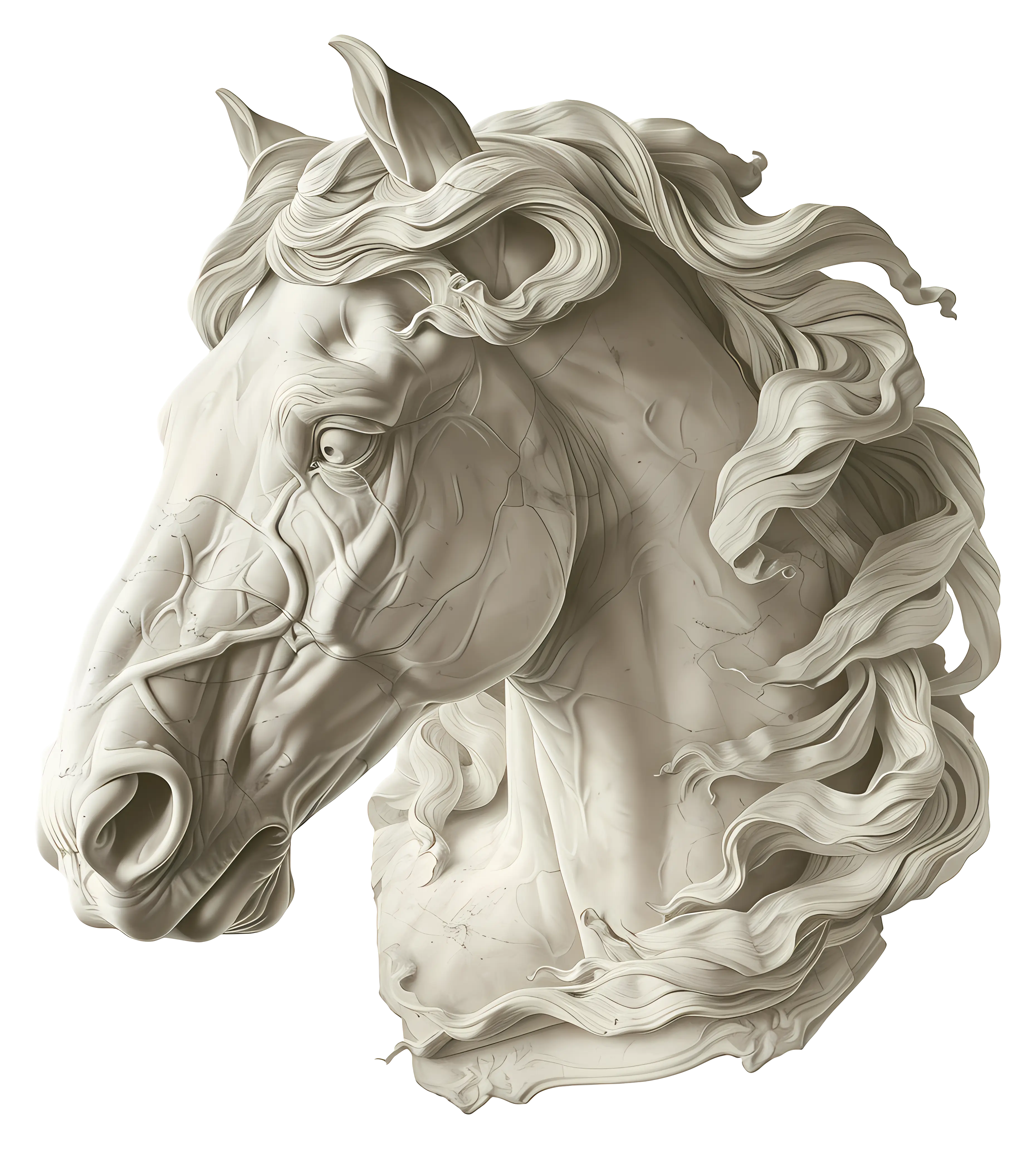 Graceful White Horse Sculpture with Intricate Details