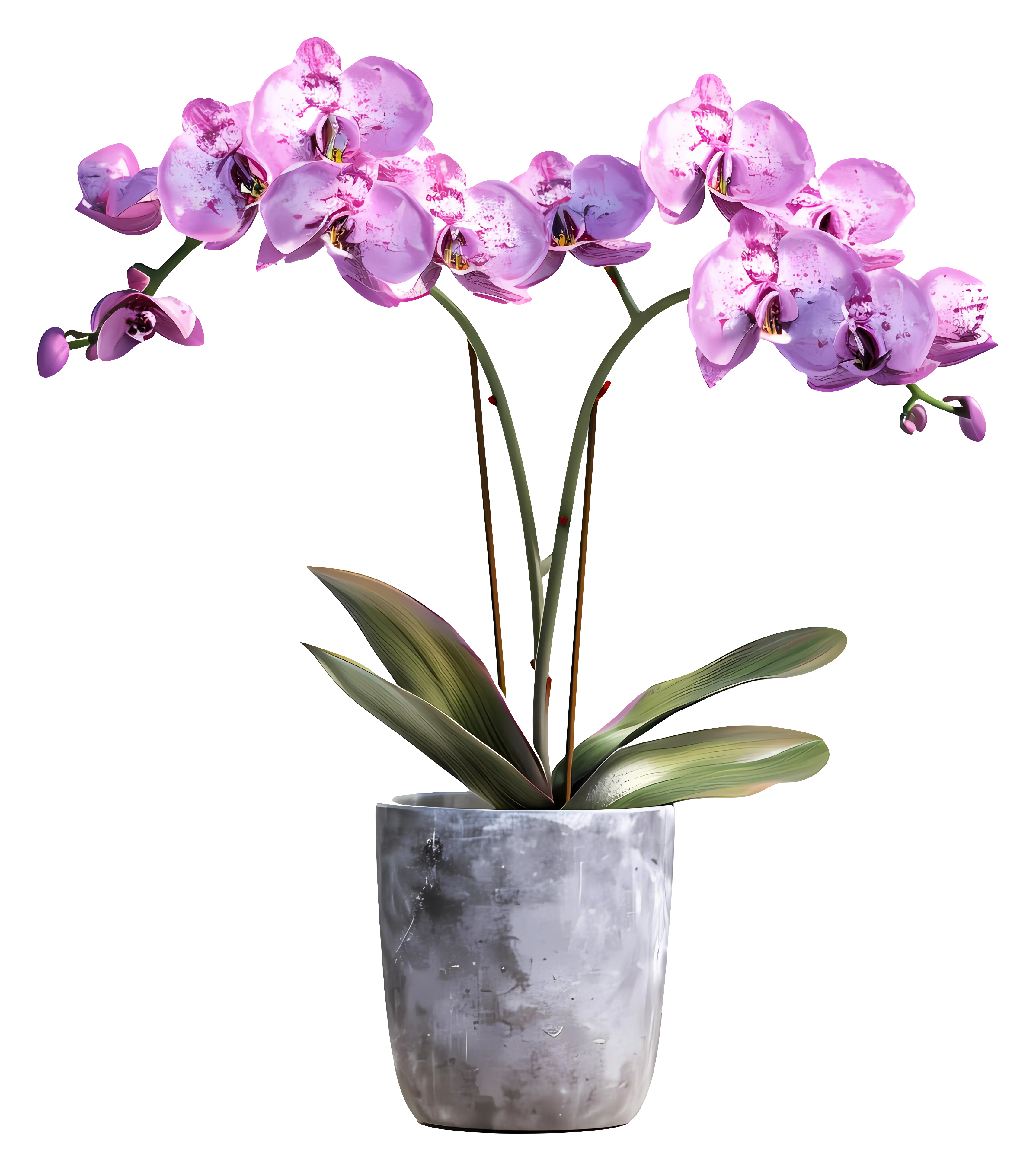 Delicate Pink Orchids in a Pot