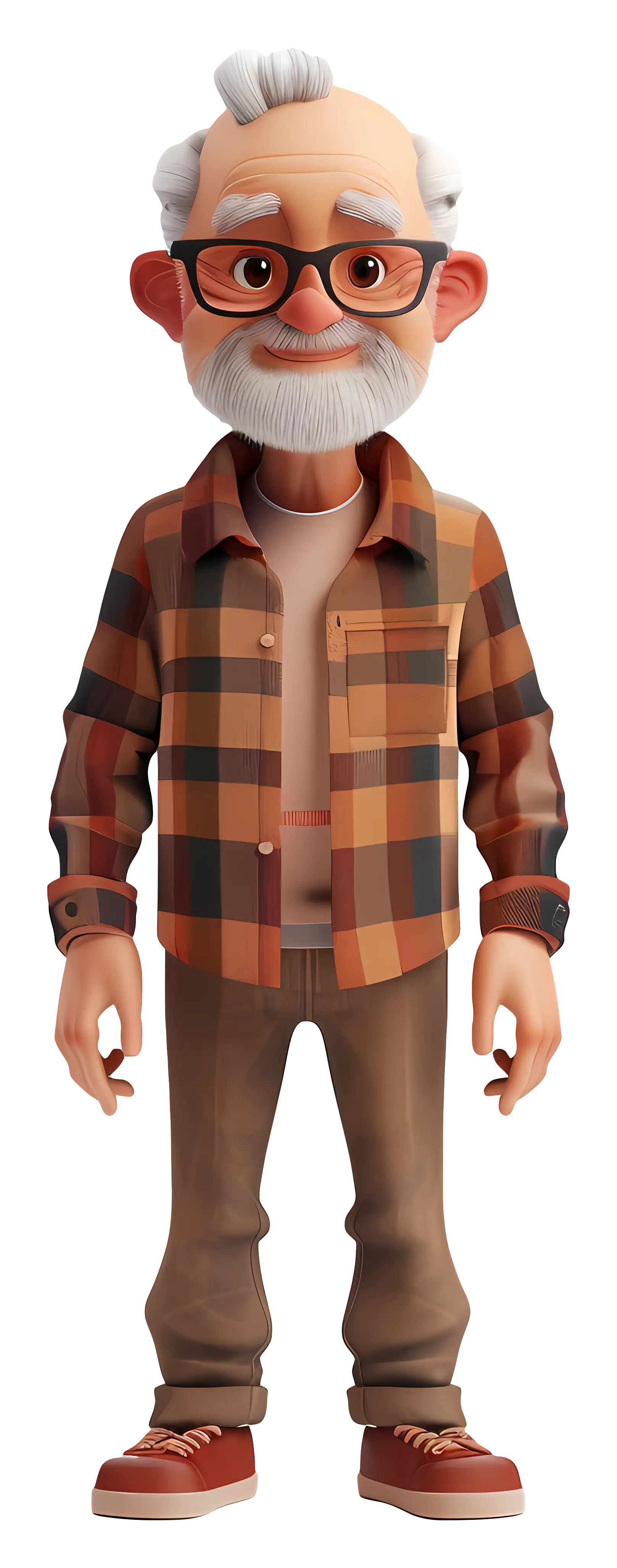 Elderly Man in Plaid Shirt