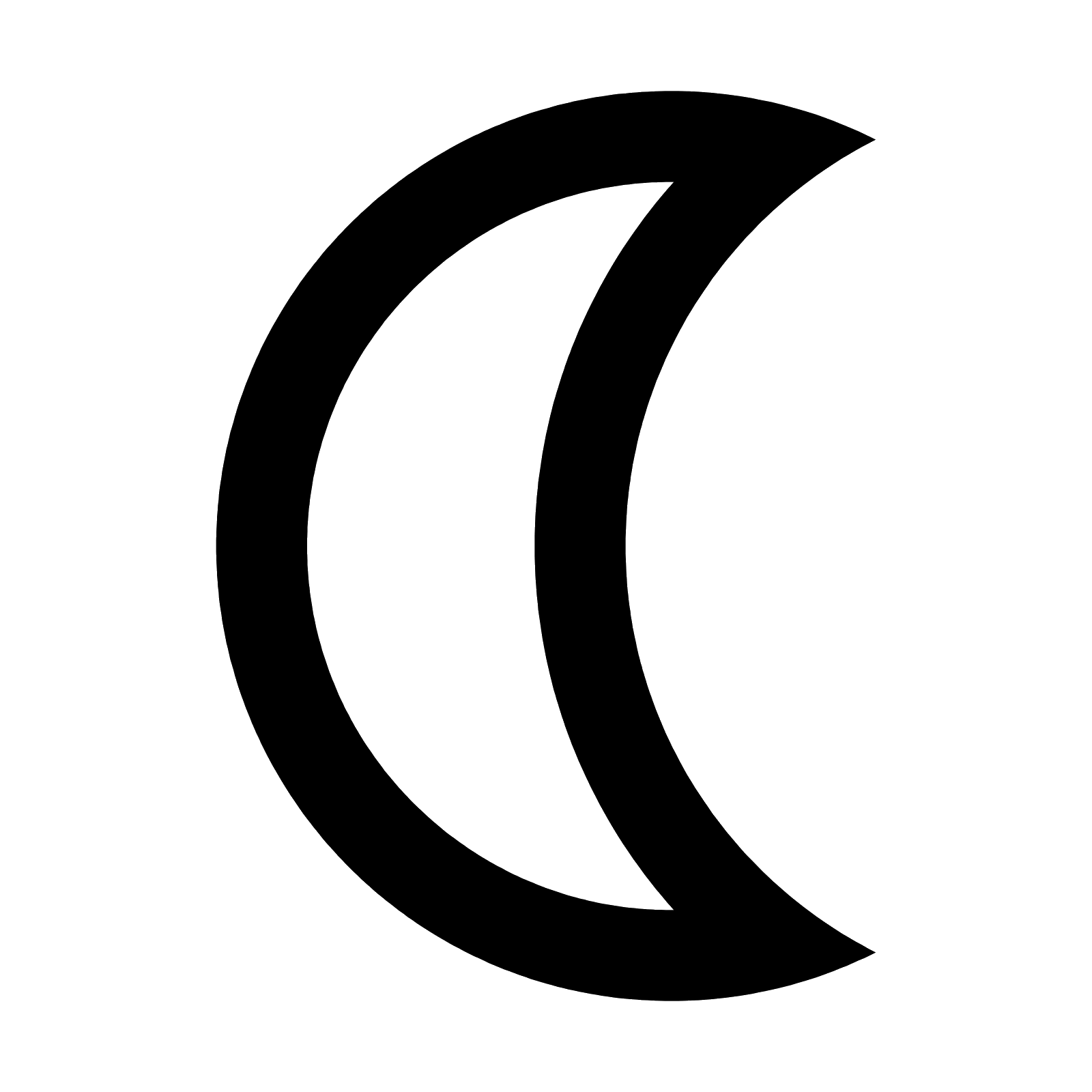 Crescent Moon Icon in Black Outline