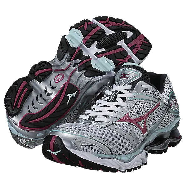 Silver and Pink Athletic Shoes