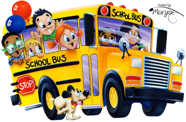 Cartoon School Bus with Children