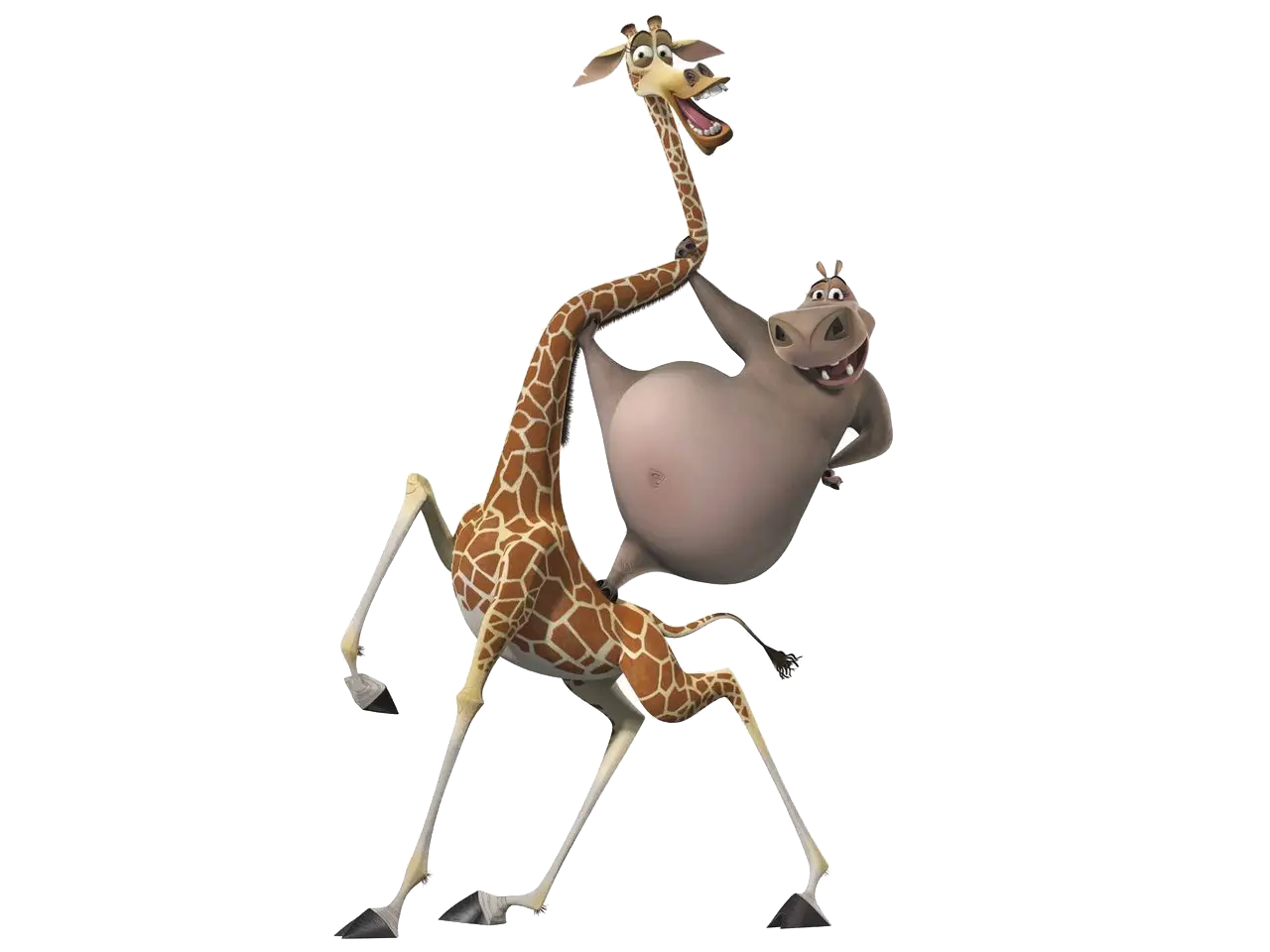 Giraffe and Hippo Cartoon Characters