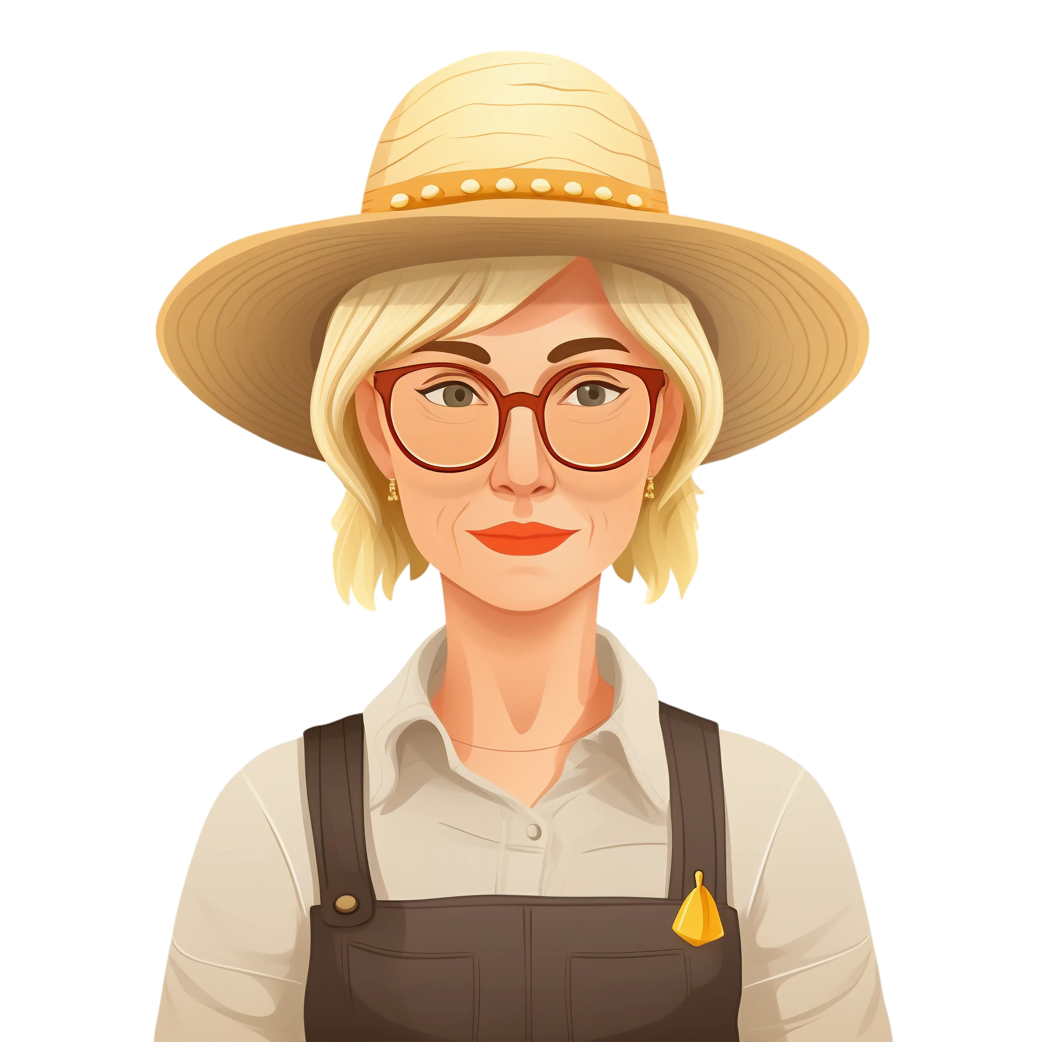 Woman in Straw Hat and Glasses
