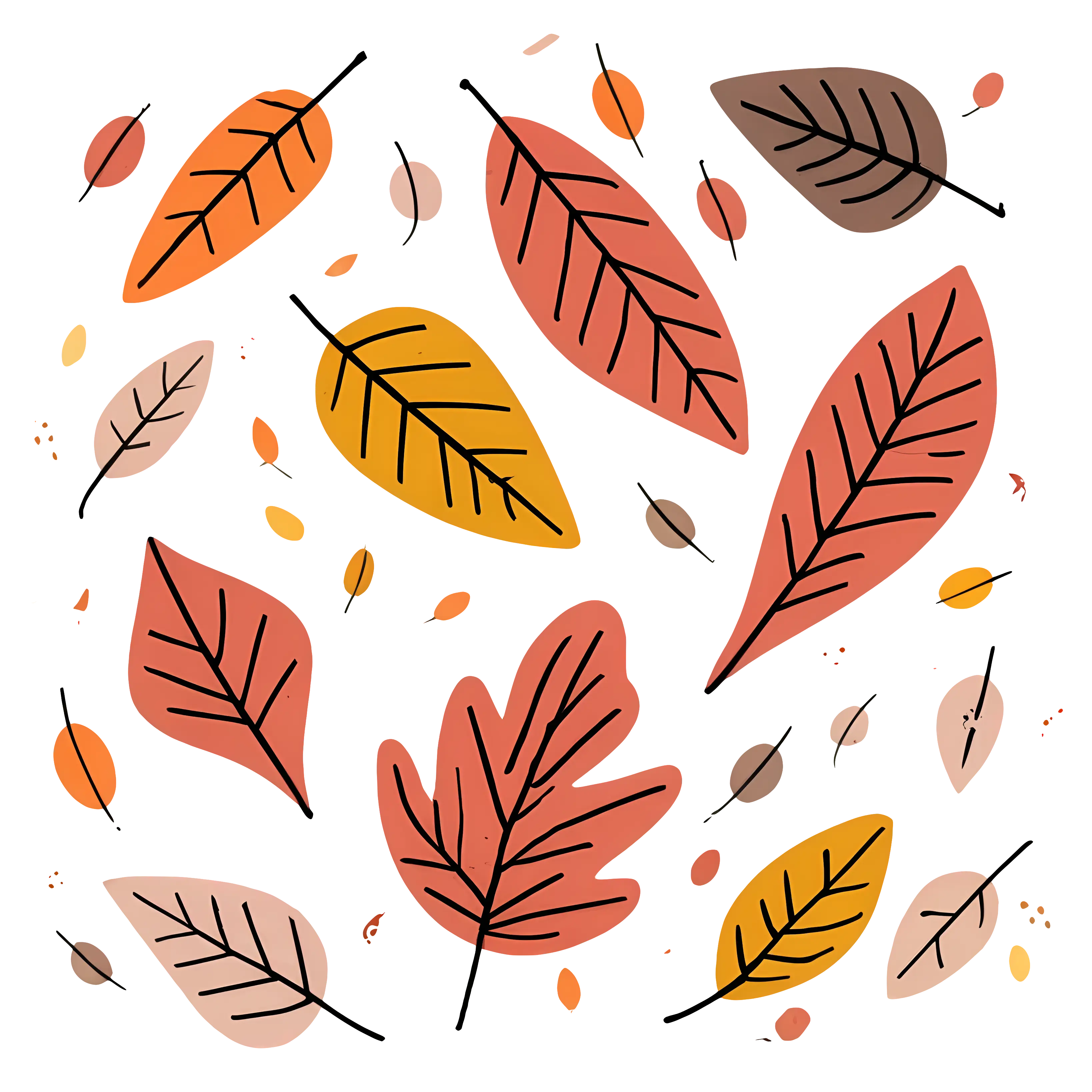 Warm Colored Autumn Leaves Illustration