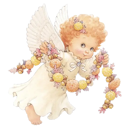 Adorable Angel with Garland Illustration