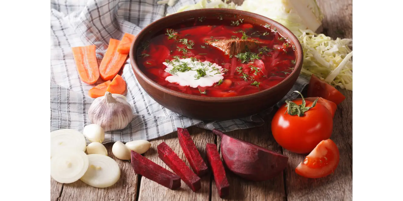 Bowl of Borscht with Vegetables