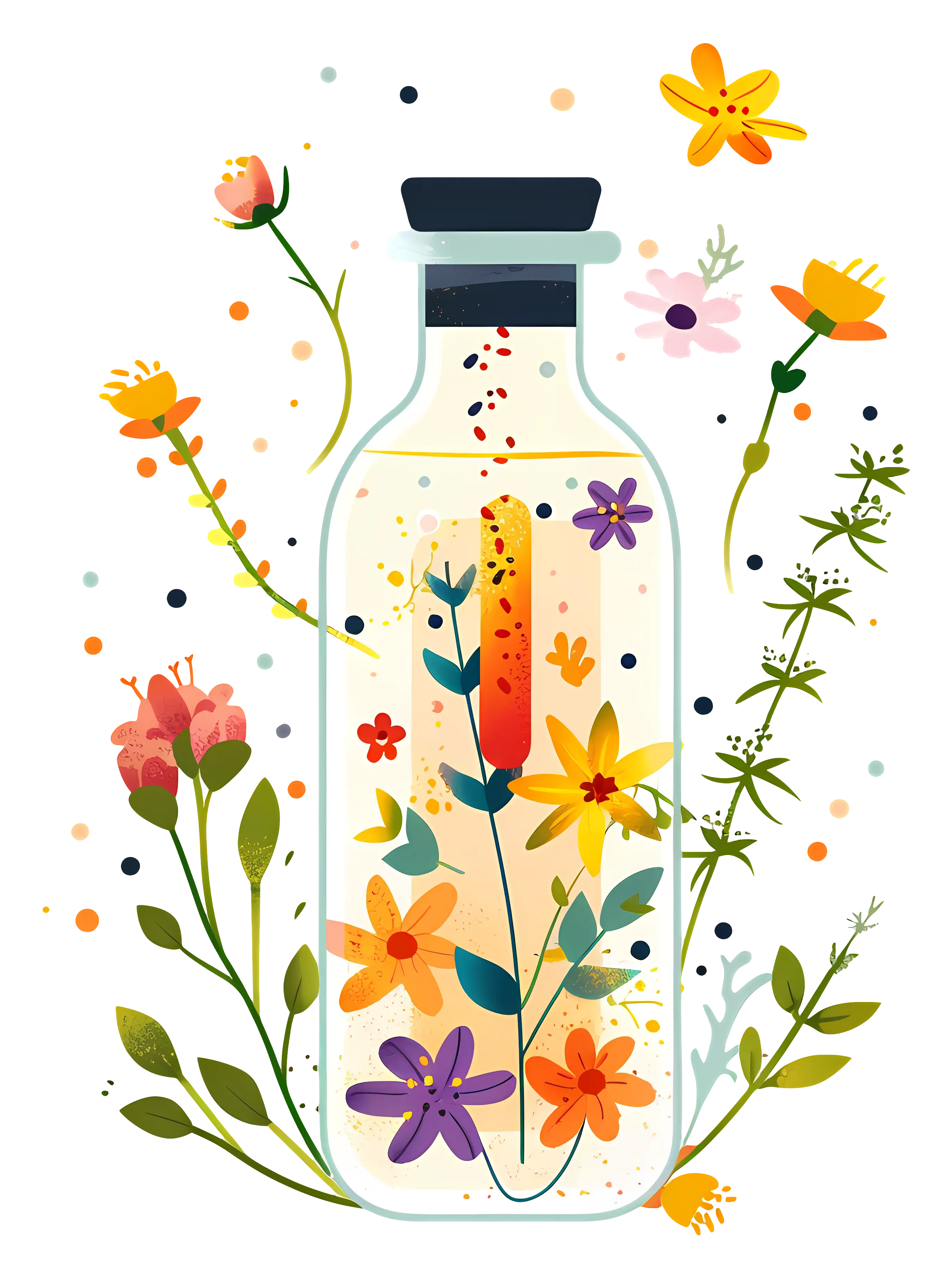 Decorative Flower Bottle Illustration