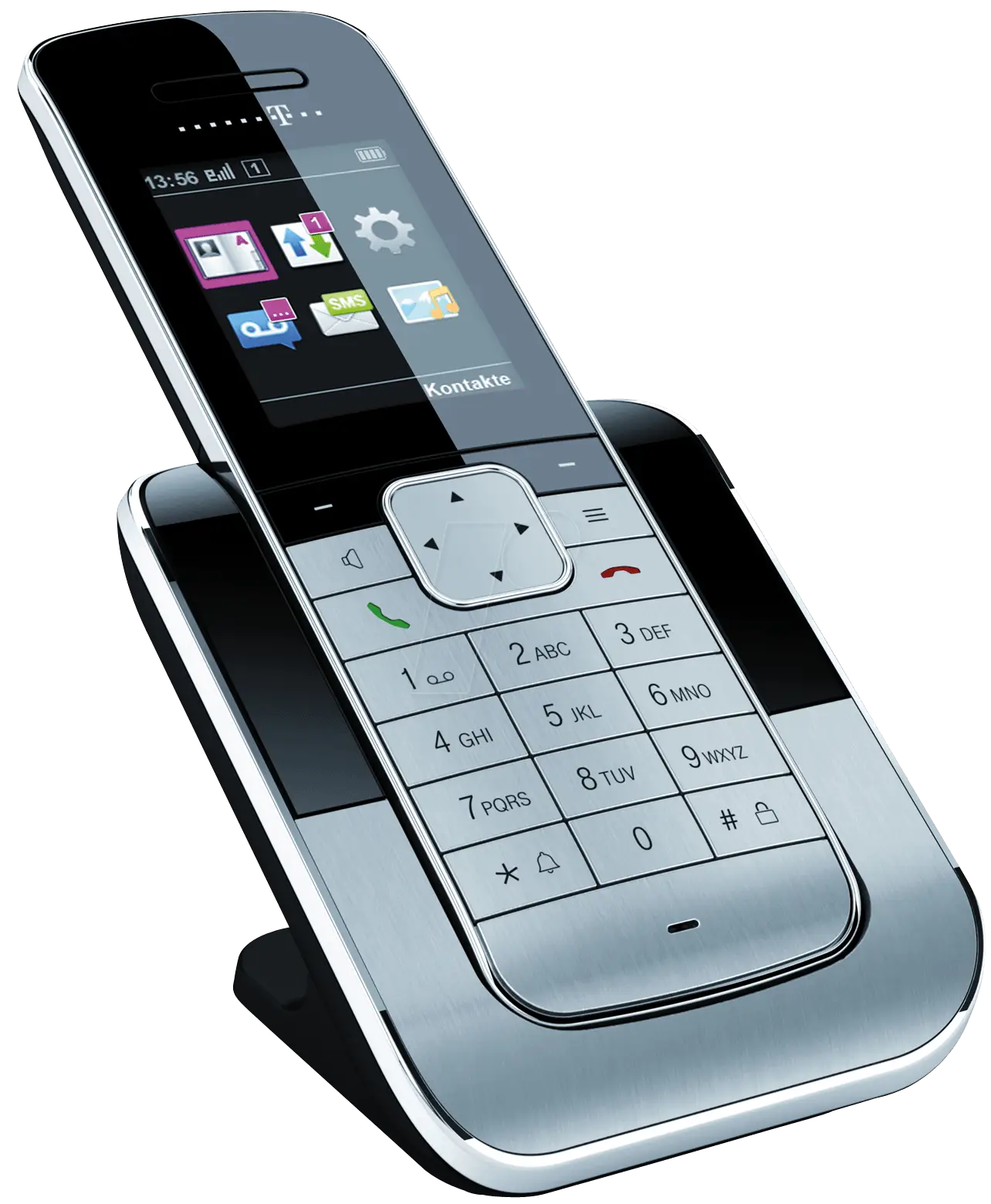 Modern Silver Cordless Phone with Sleek Design