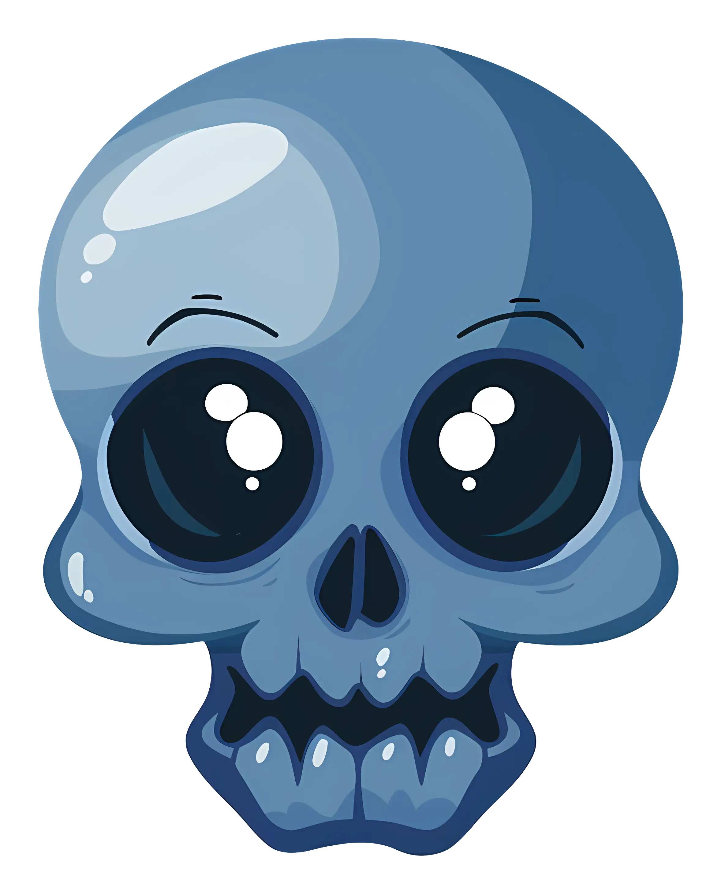 Blue Cute Cartoon Skull Illustration for Halloween