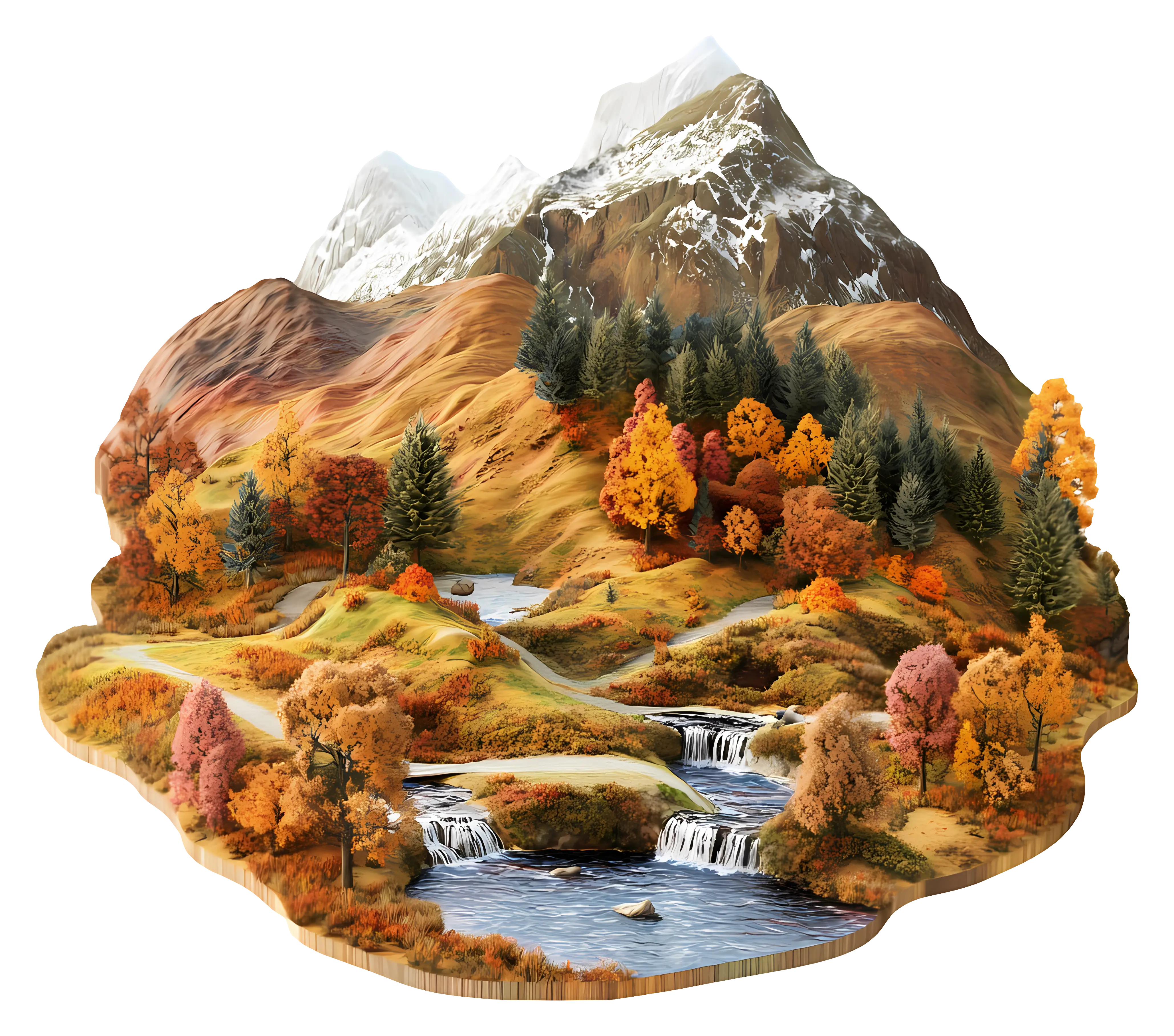 Scenic Autumn Mountain Landscape with Stream