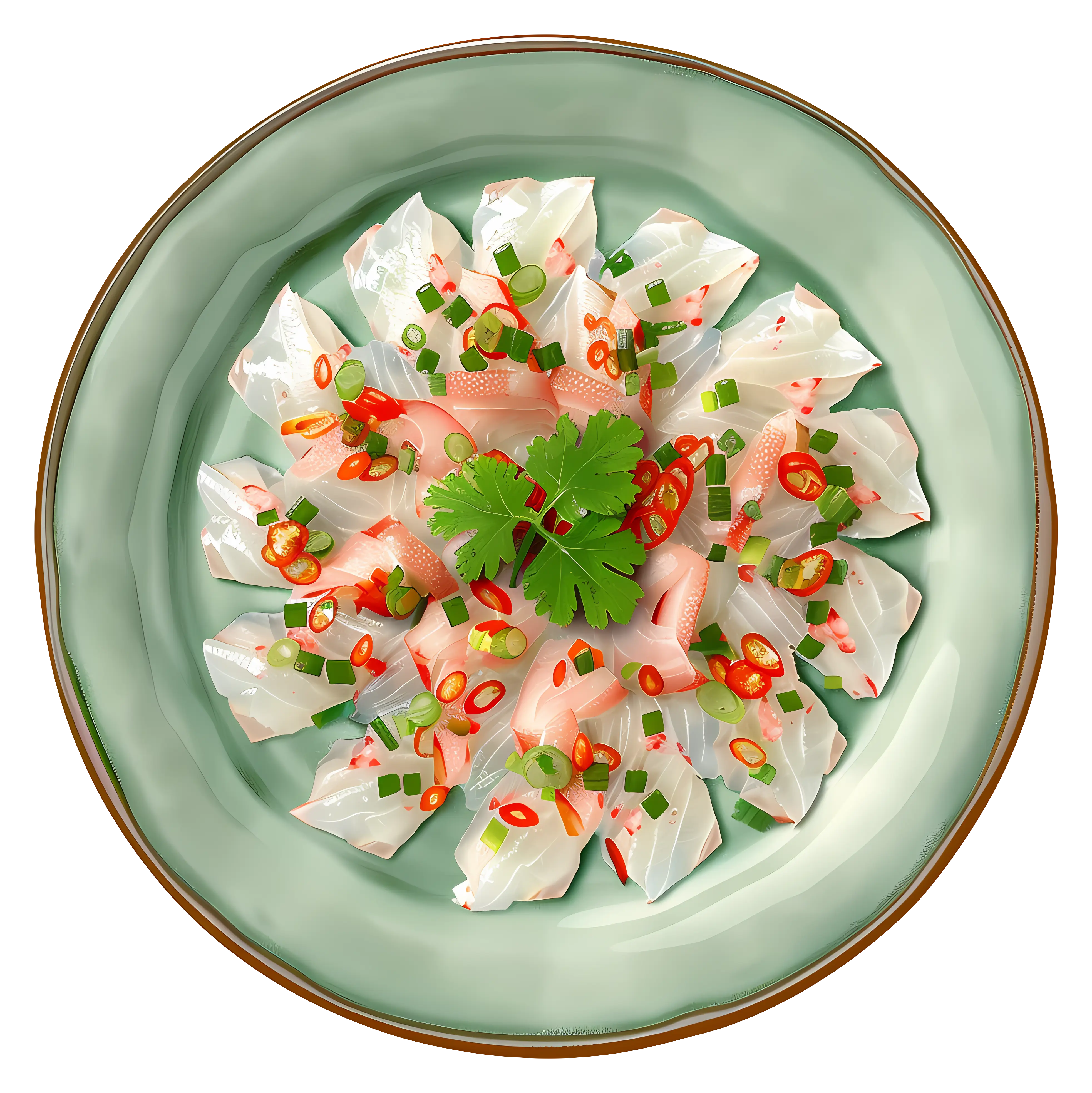 Plate of Sashimi with Chili and Herbs