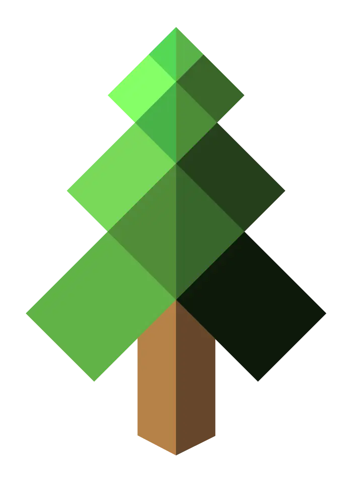 Geometric Tree Design in Green and Brown Tones