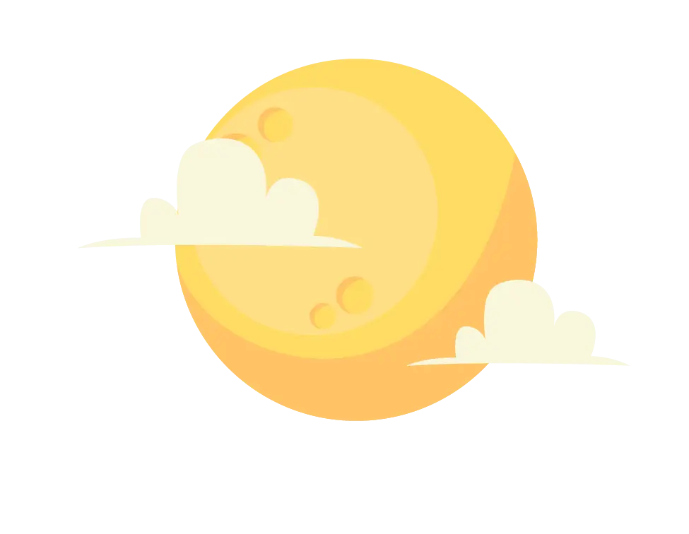 Yellow Moon with Clouds in the Night Sky