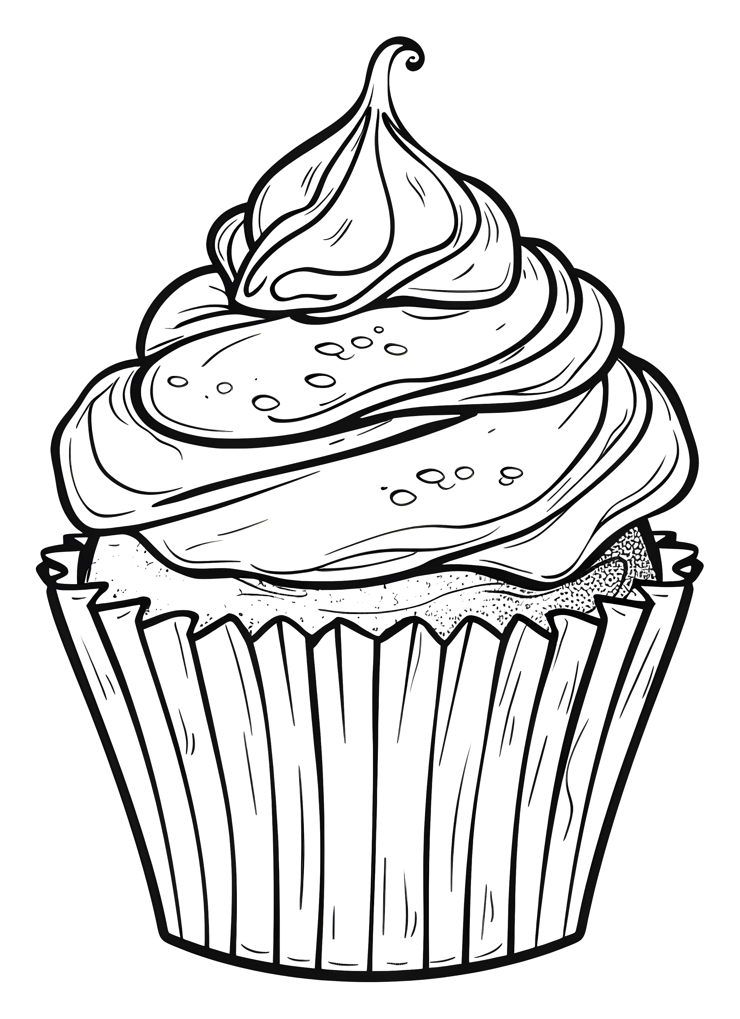 Detailed Cupcake Line Drawing