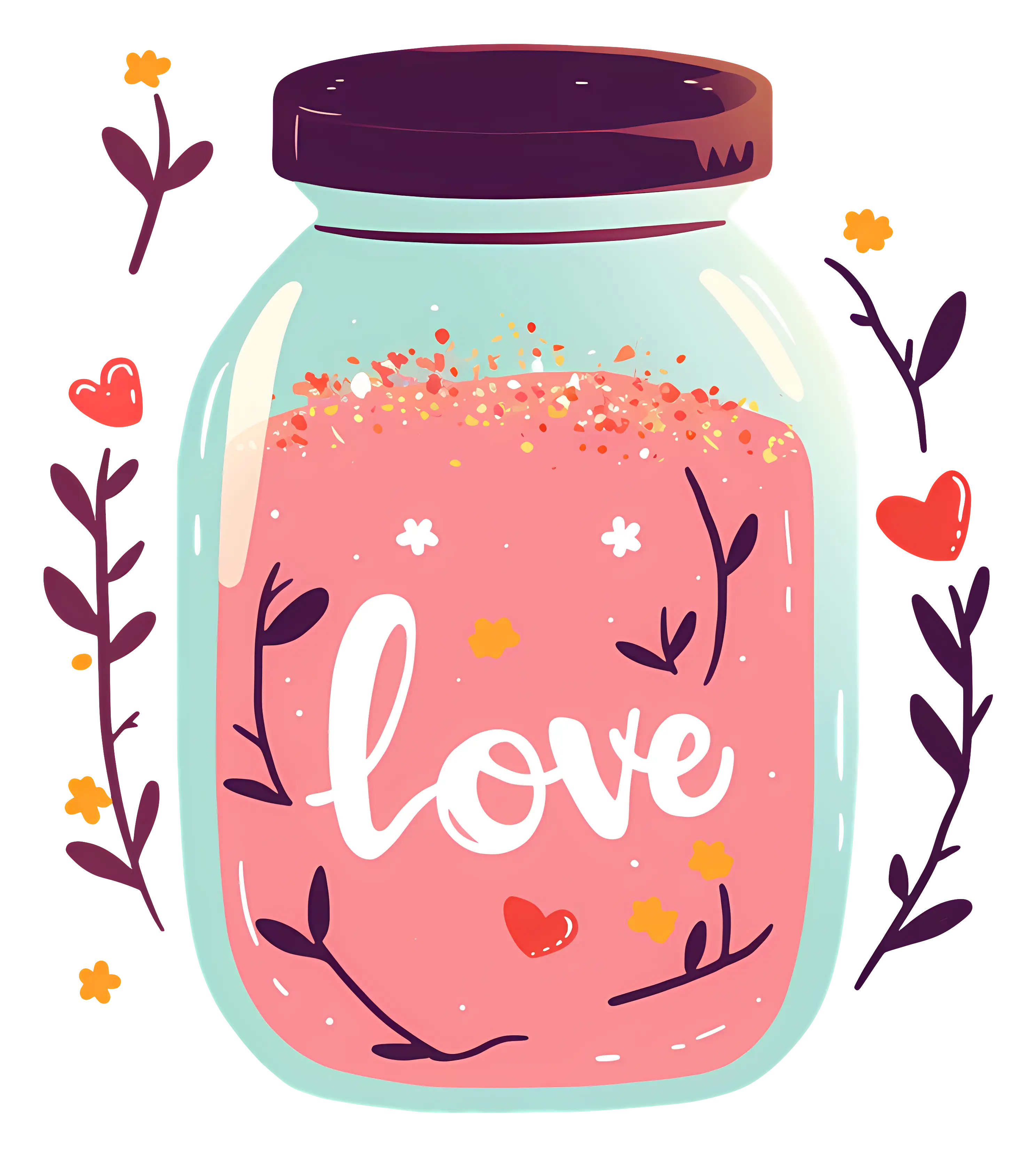 Love Jar with Heart and Flowers