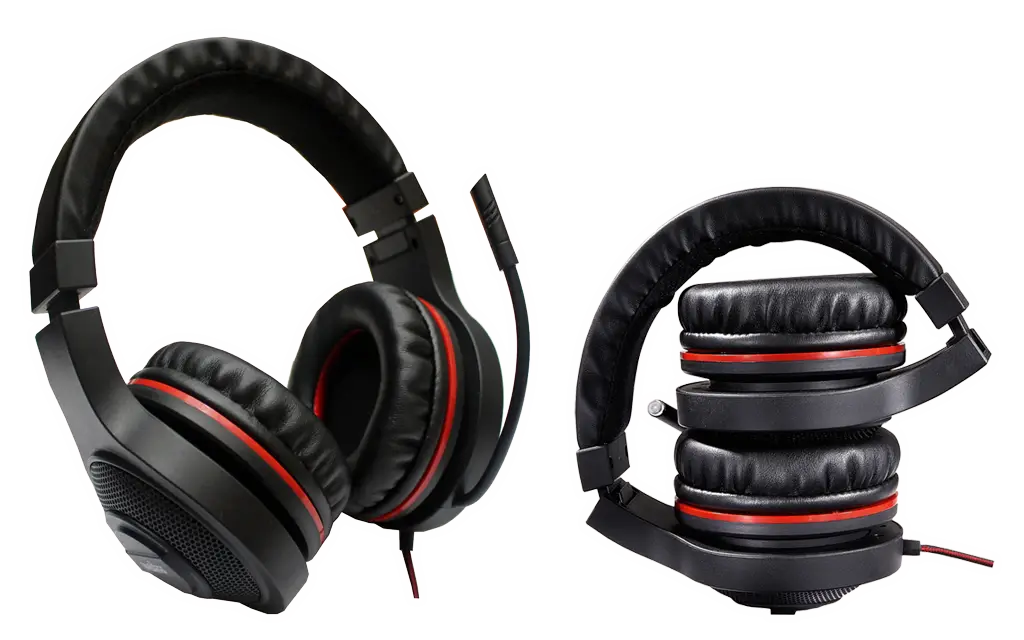 Black Wired Headset with Red Accent