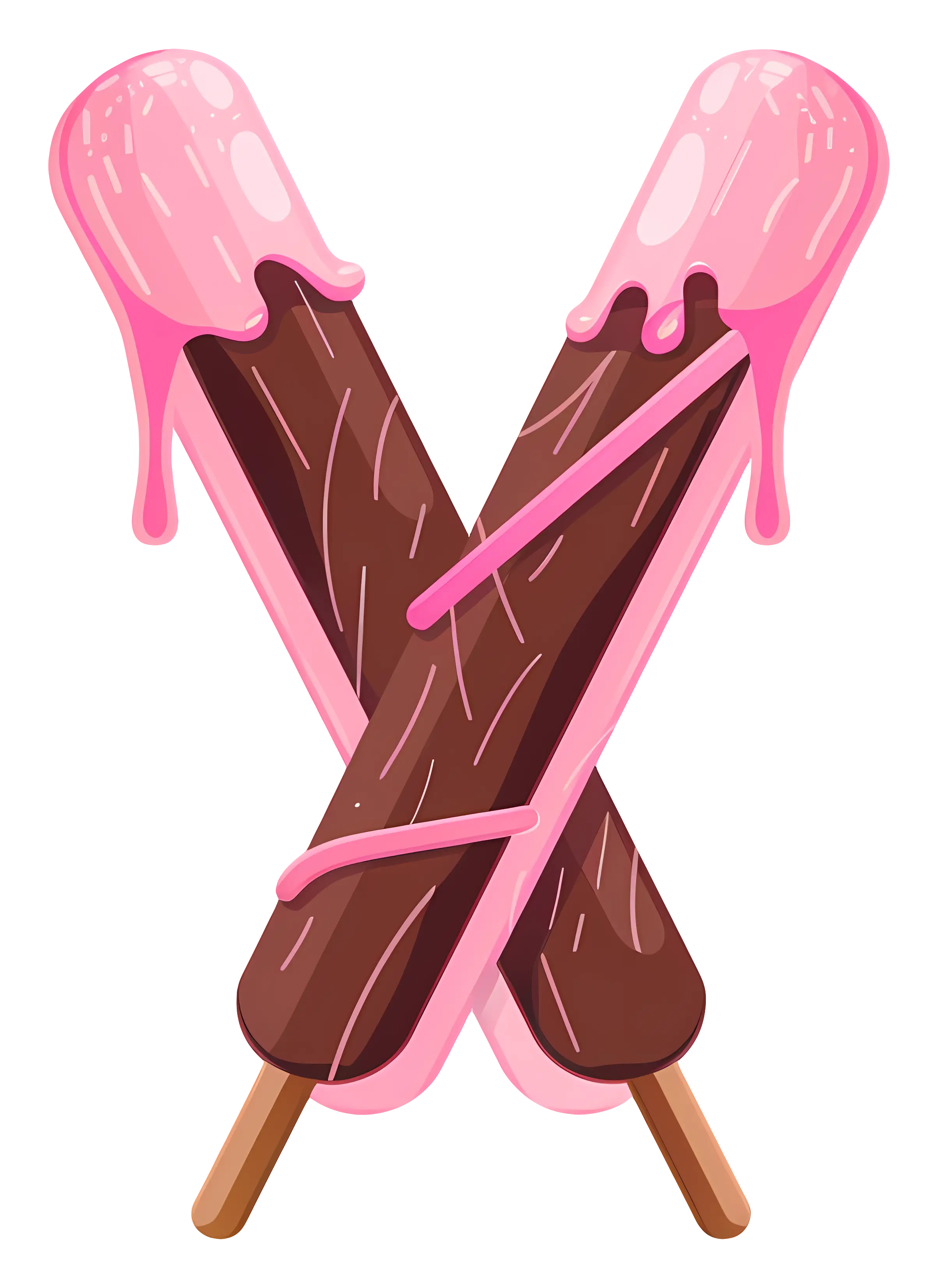 Chocolate Popsicles with Pink Drizzle