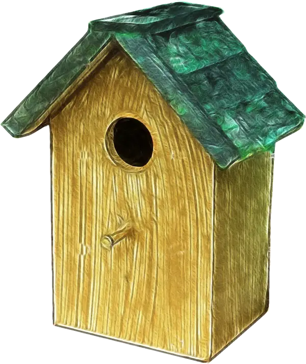 Rustic Wooden Birdhouse with Green Roof