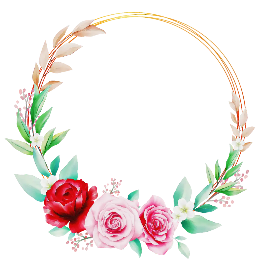 Circular Flower Wreath with Red and Pink Roses