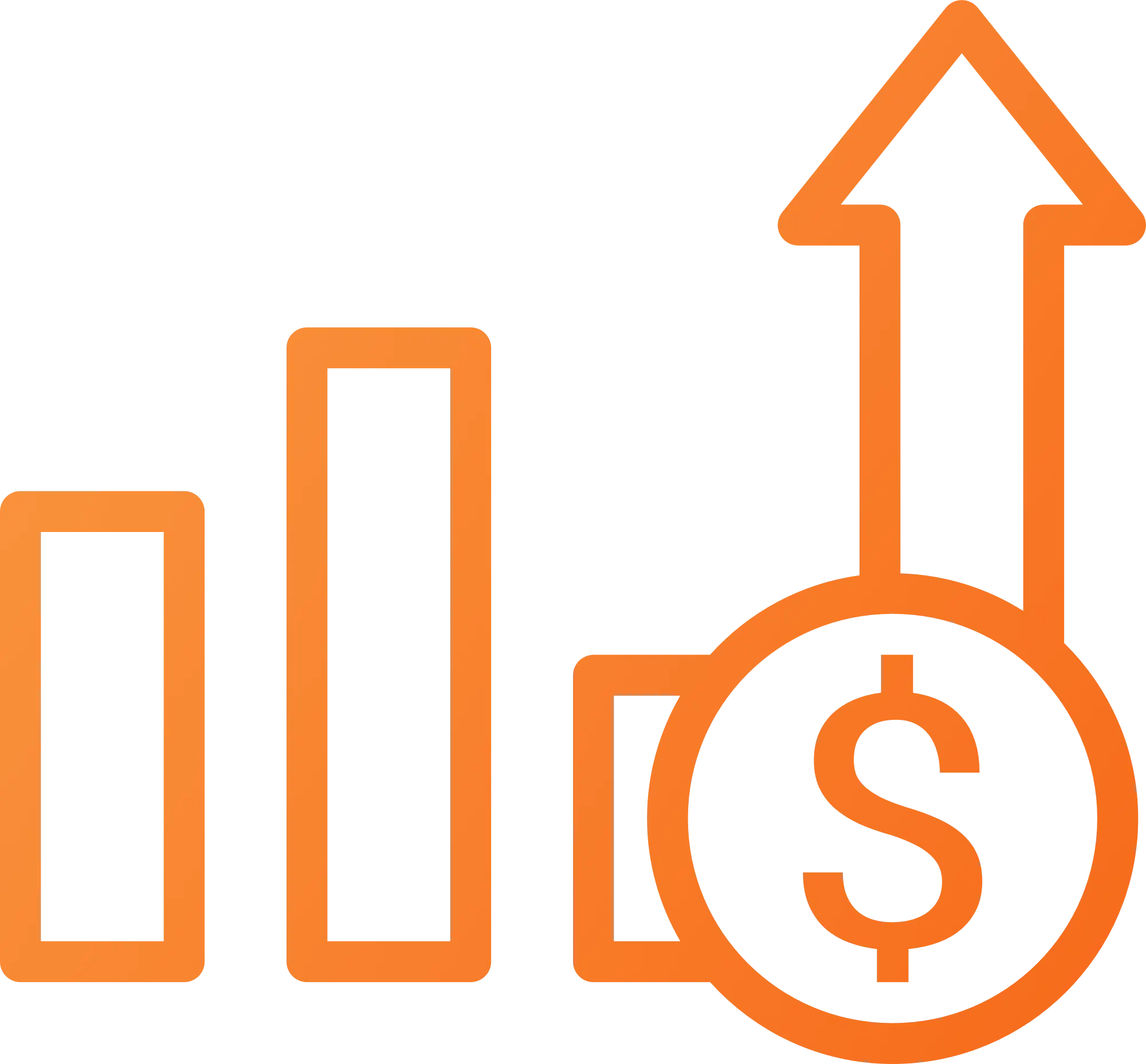 Orange Financial Growth Icon with Rising Arrow