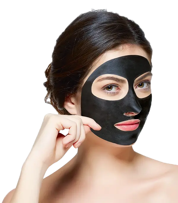 Woman Applying Black Face Mask