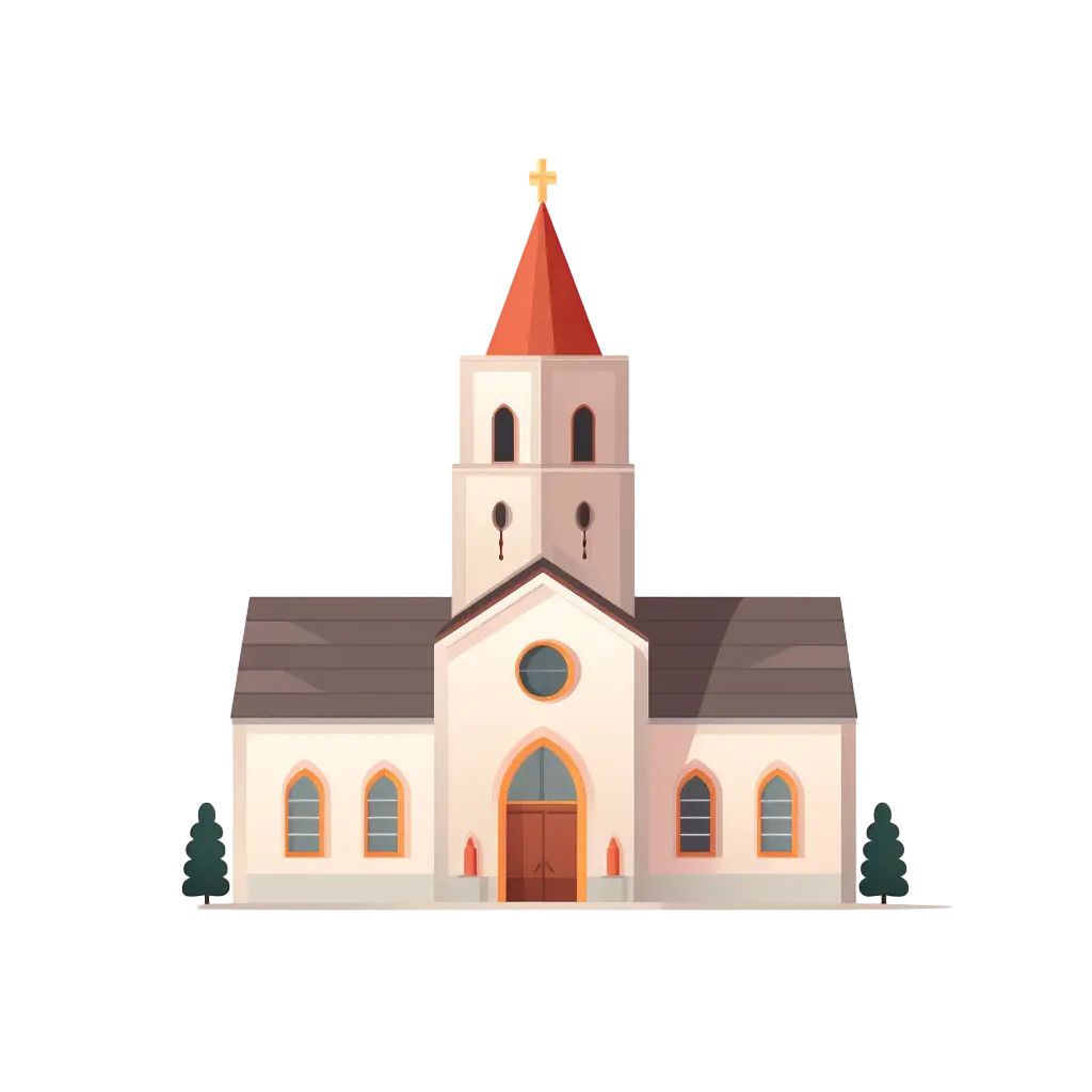 Beautiful Church Building with Red Steeple