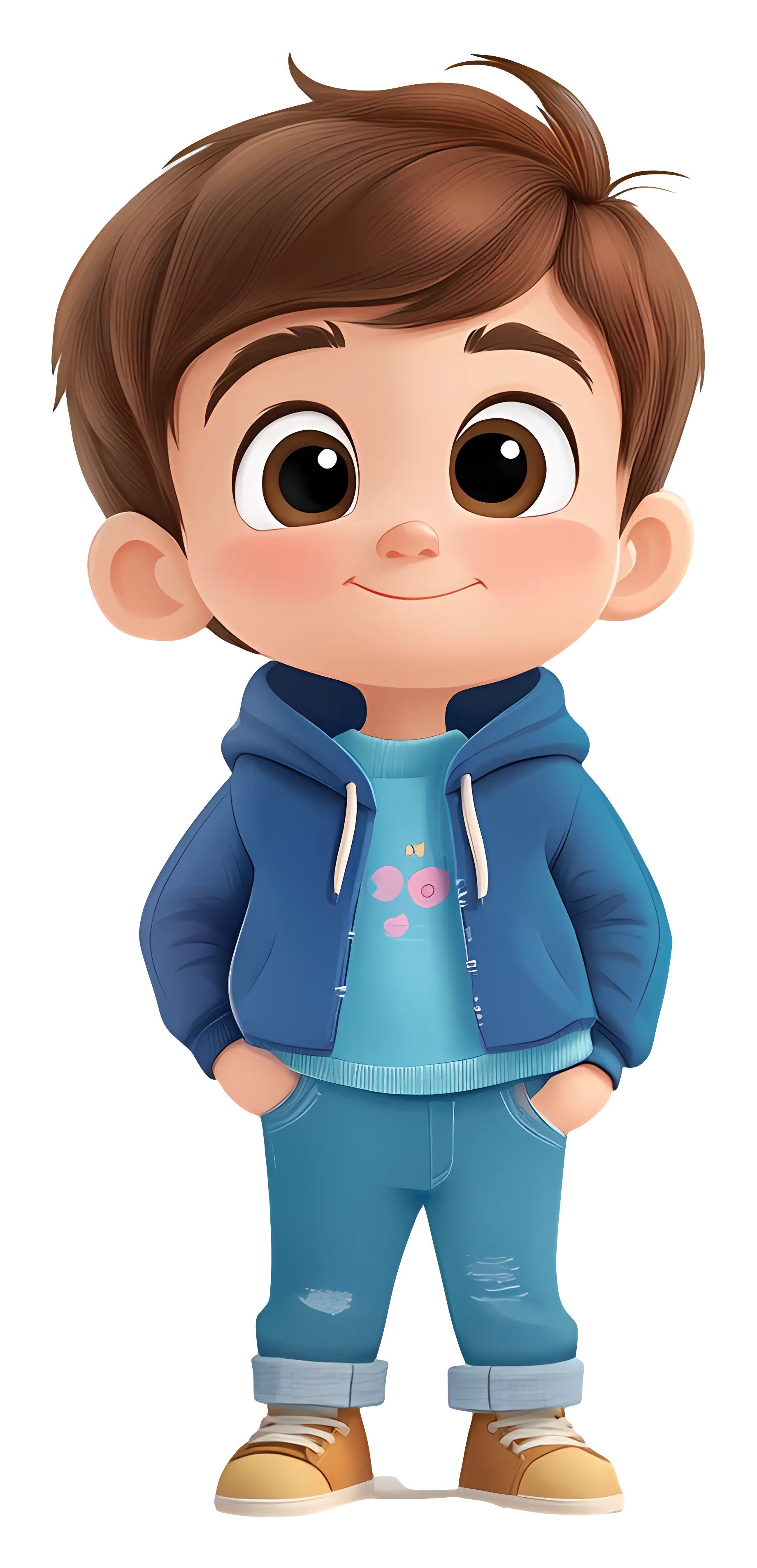 Cartoon Boy in Orange Hoodie