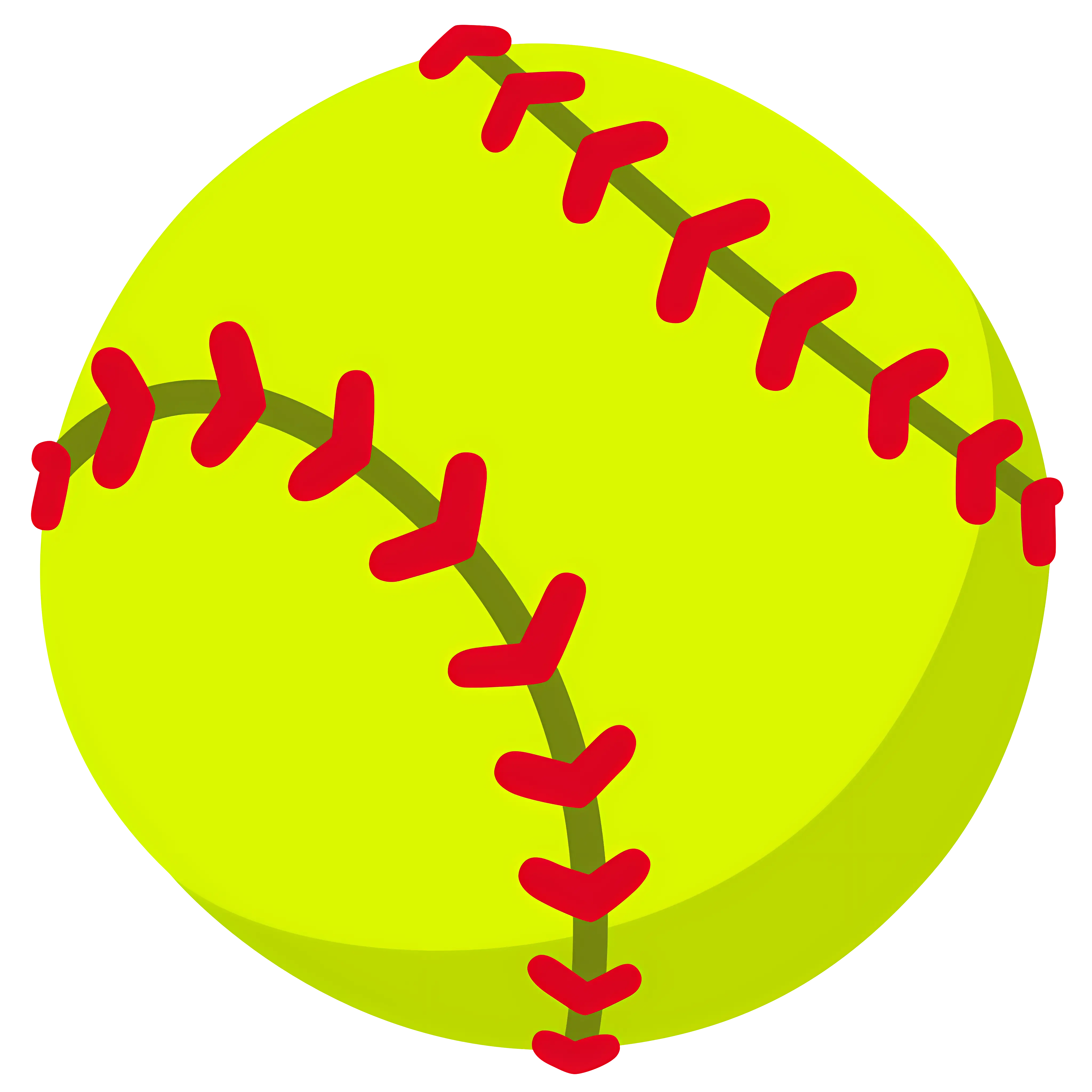 Yellow Softball with Red Stitches